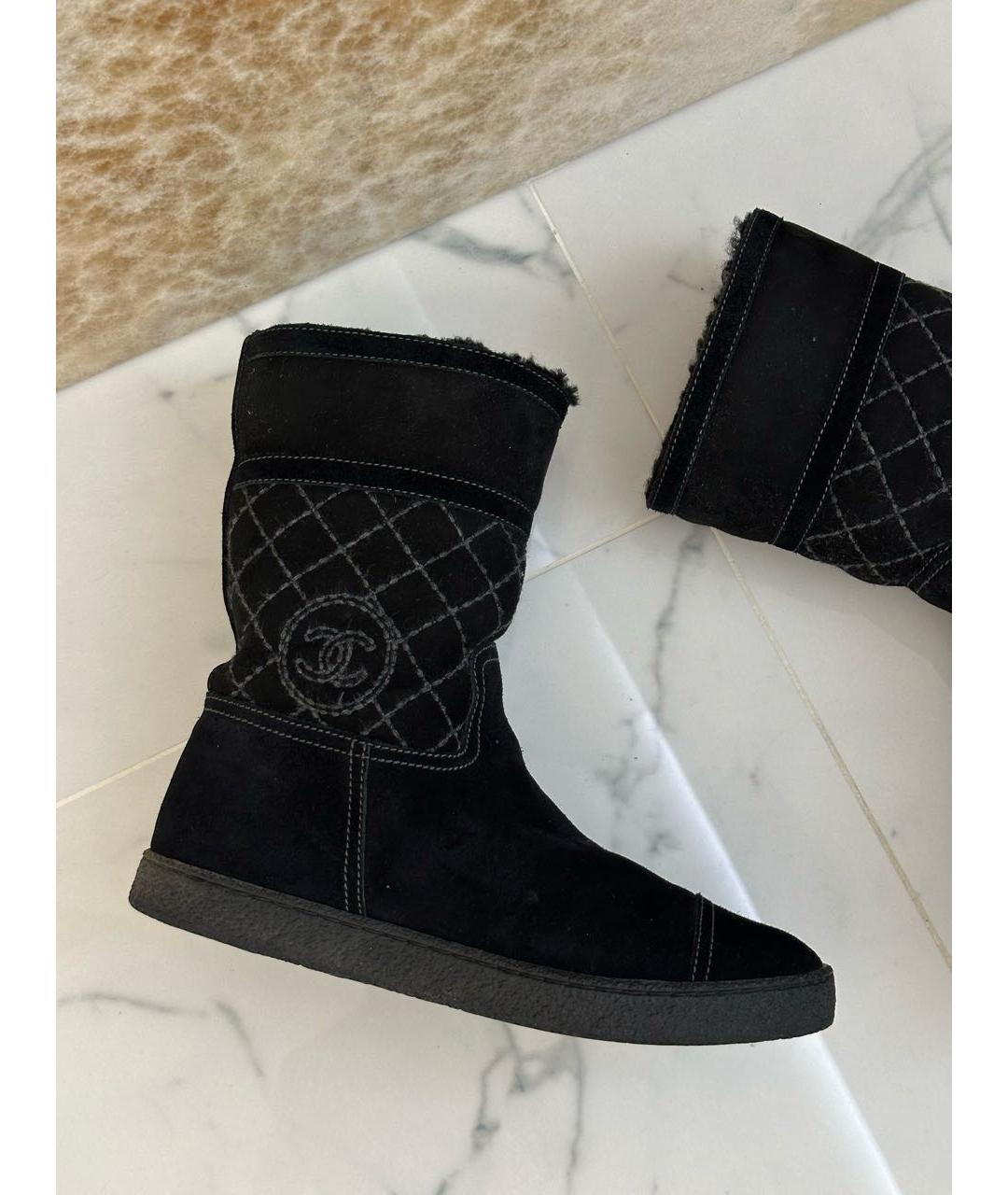 CHANEL Черные замшевые полусапоги, фото 7