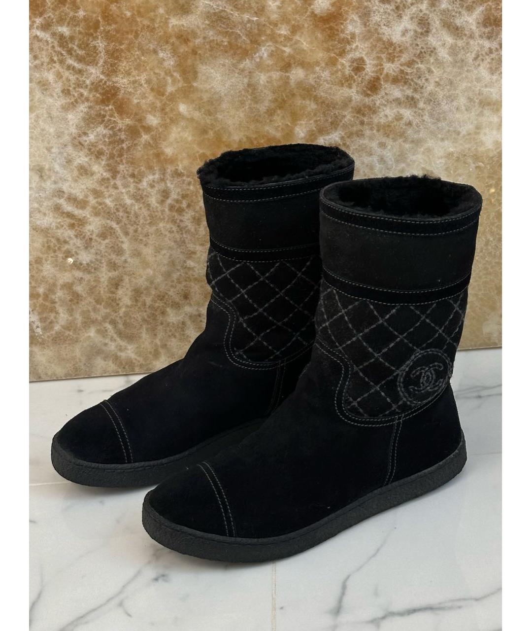 CHANEL Черные замшевые полусапоги, фото 3