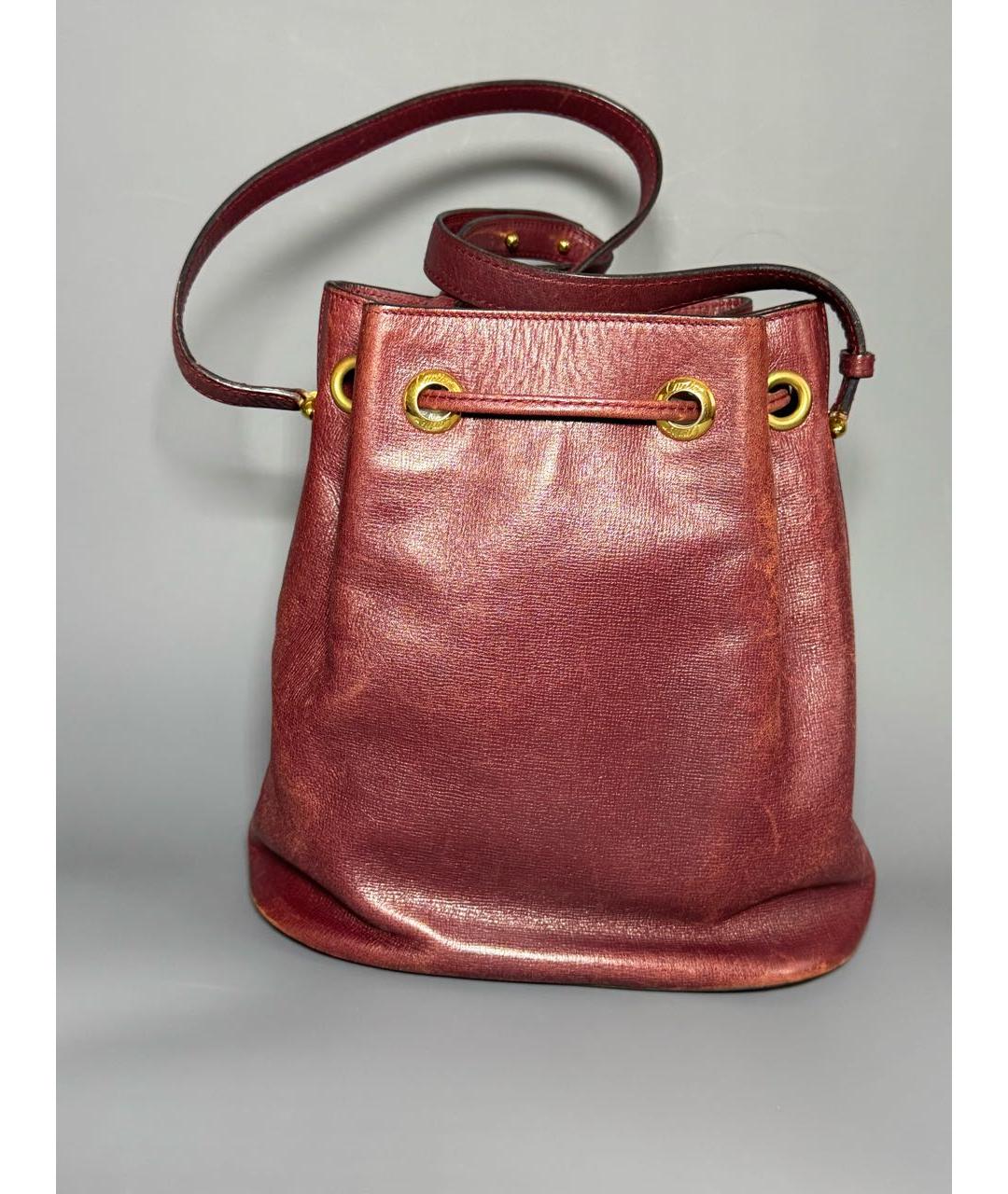 CARTIER Бордовая кожаная сумка через плечо, фото 3