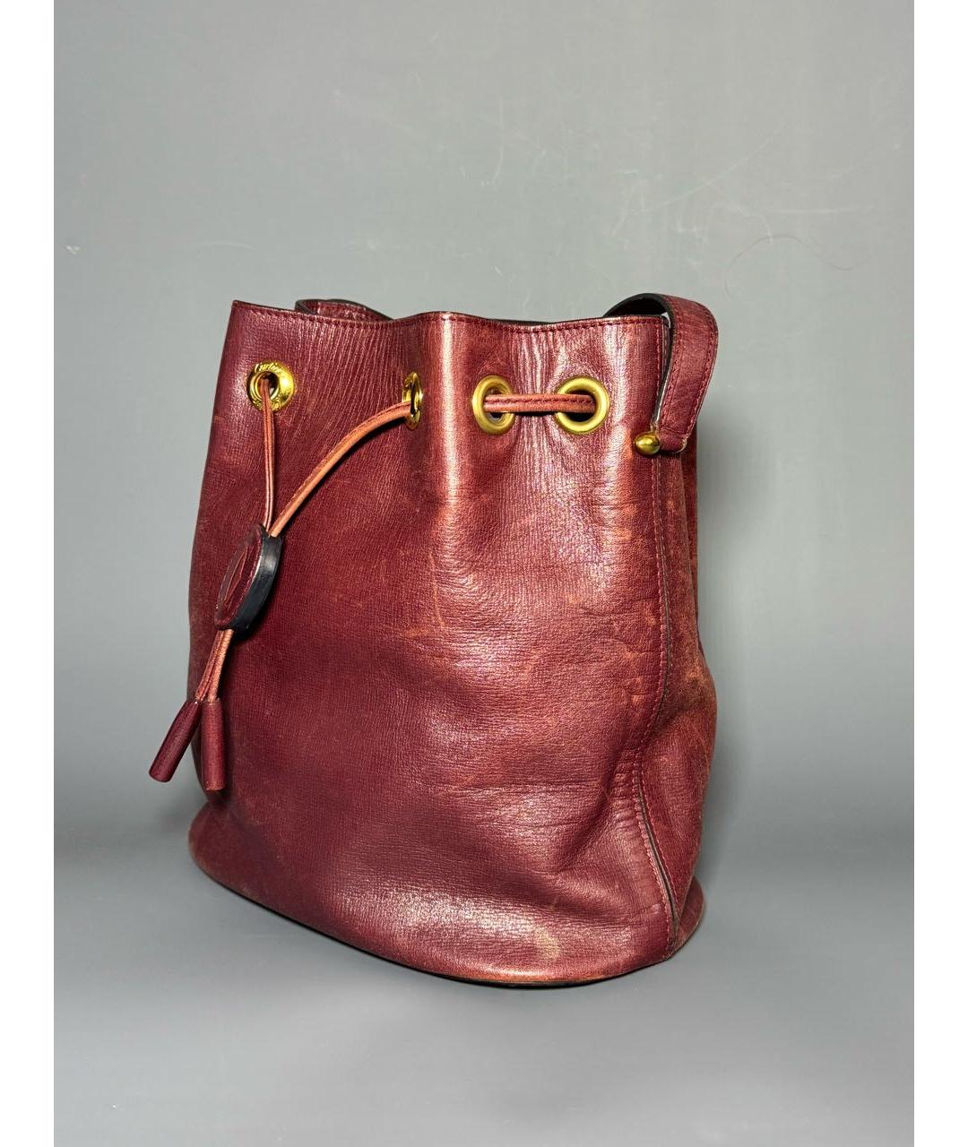 CARTIER Бордовая кожаная сумка через плечо, фото 2