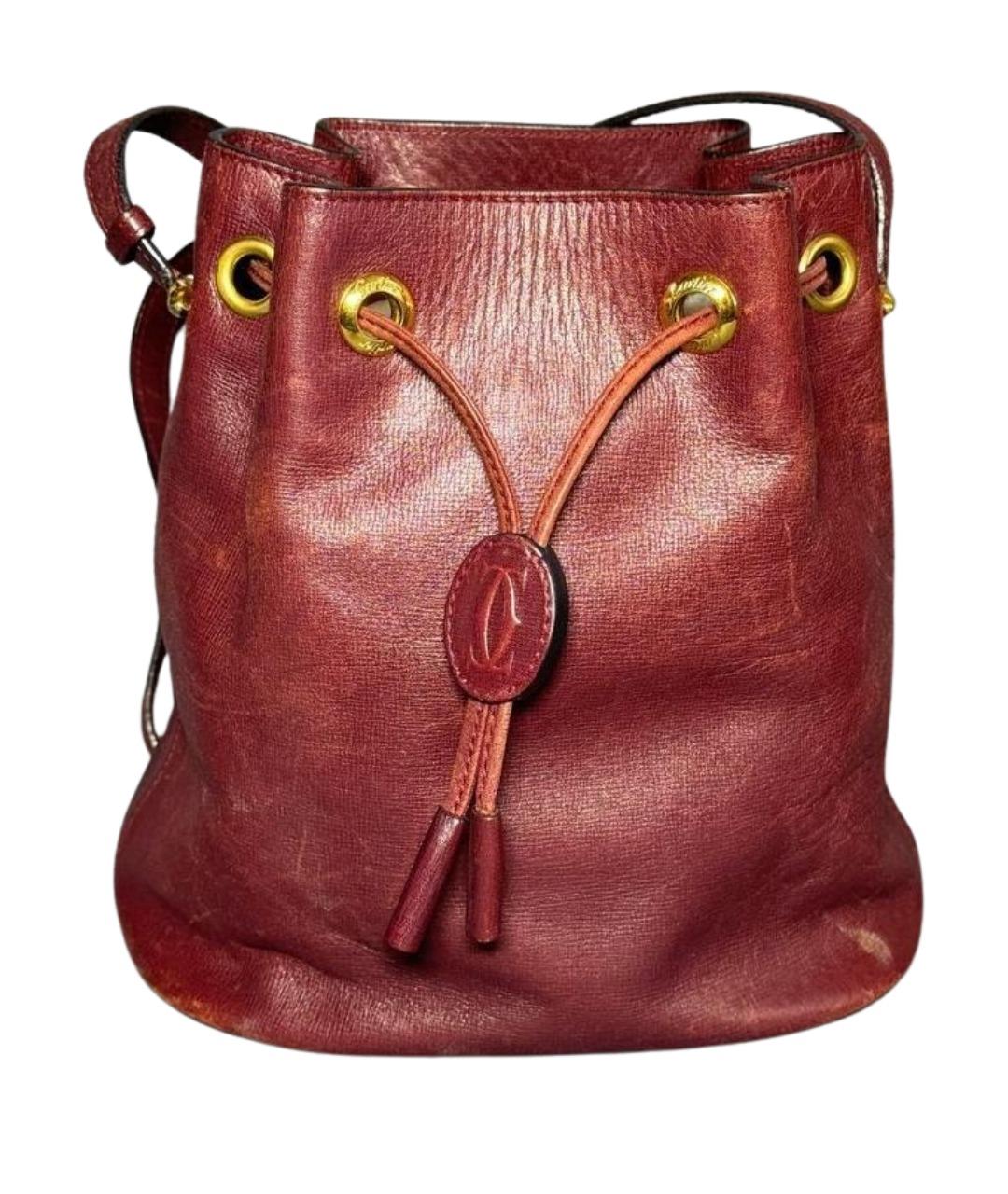 CARTIER Бордовая кожаная сумка через плечо, фото 1