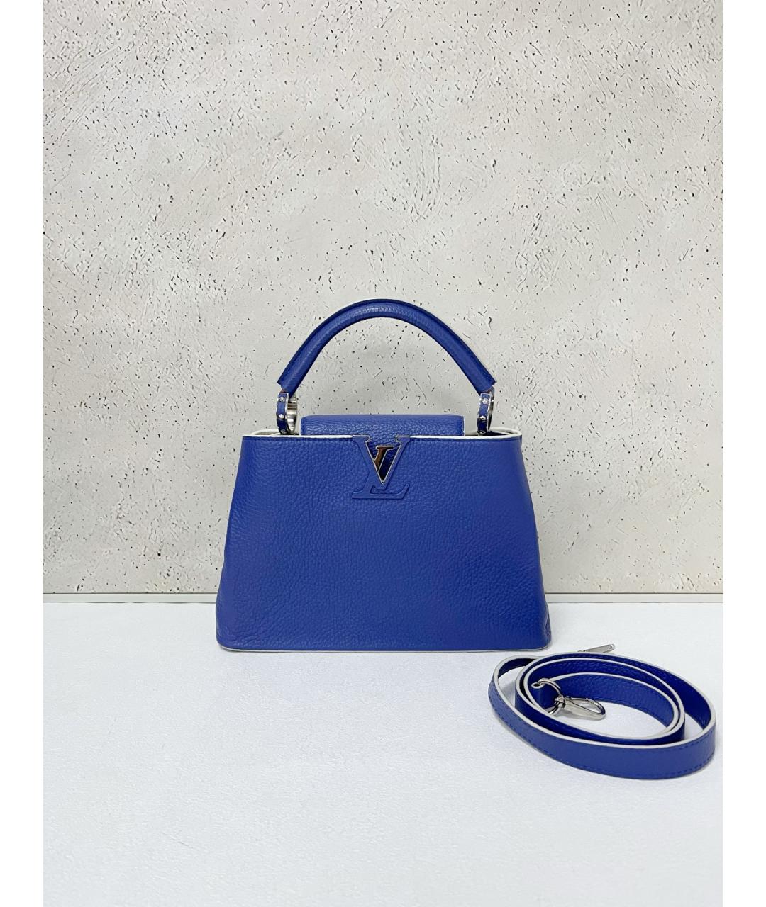 LOUIS VUITTON Синяя кожаная сумка с короткими ручками, фото 7