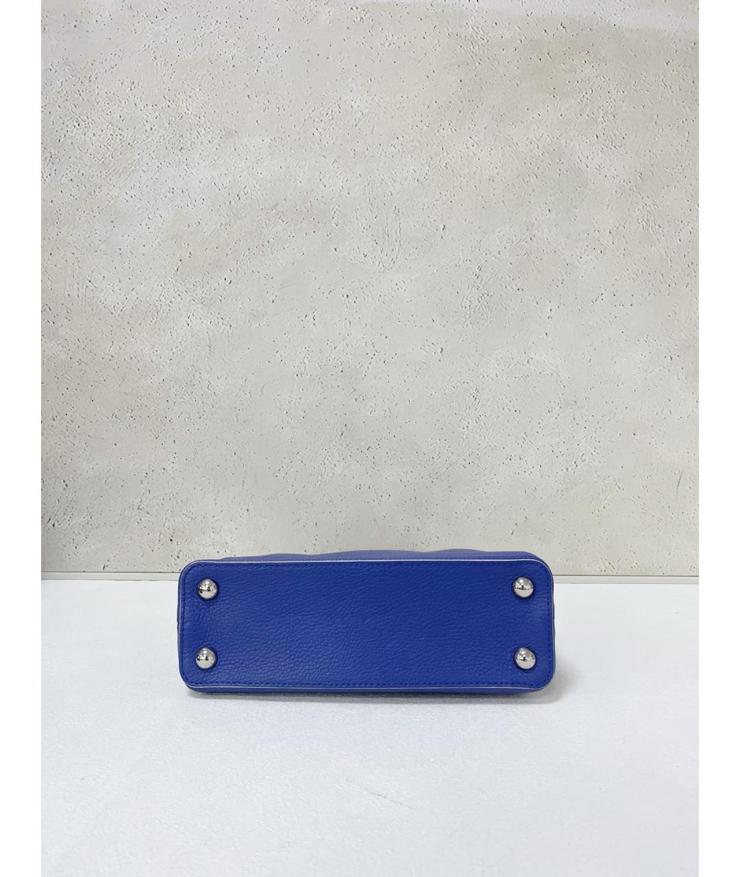 LOUIS VUITTON Синяя кожаная сумка с короткими ручками, фото 5