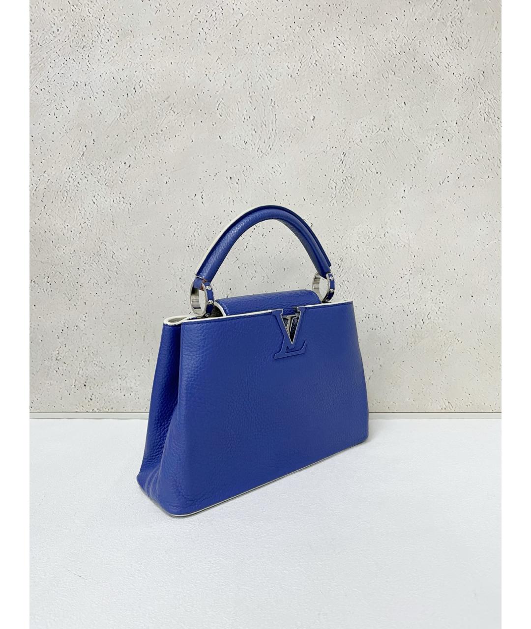 LOUIS VUITTON Синяя кожаная сумка с короткими ручками, фото 4