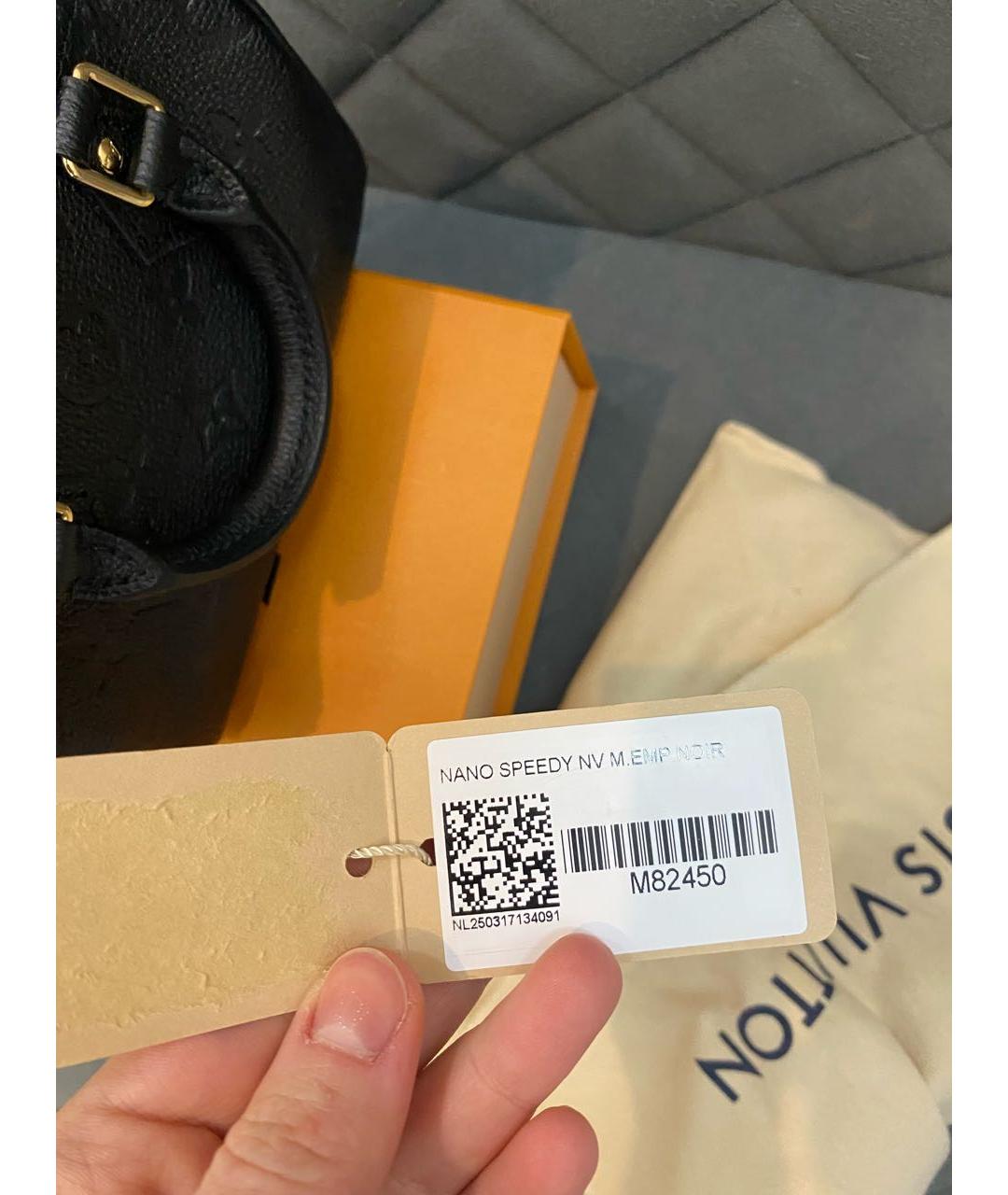 LOUIS VUITTON Черная кожаная сумка с короткими ручками, фото 5