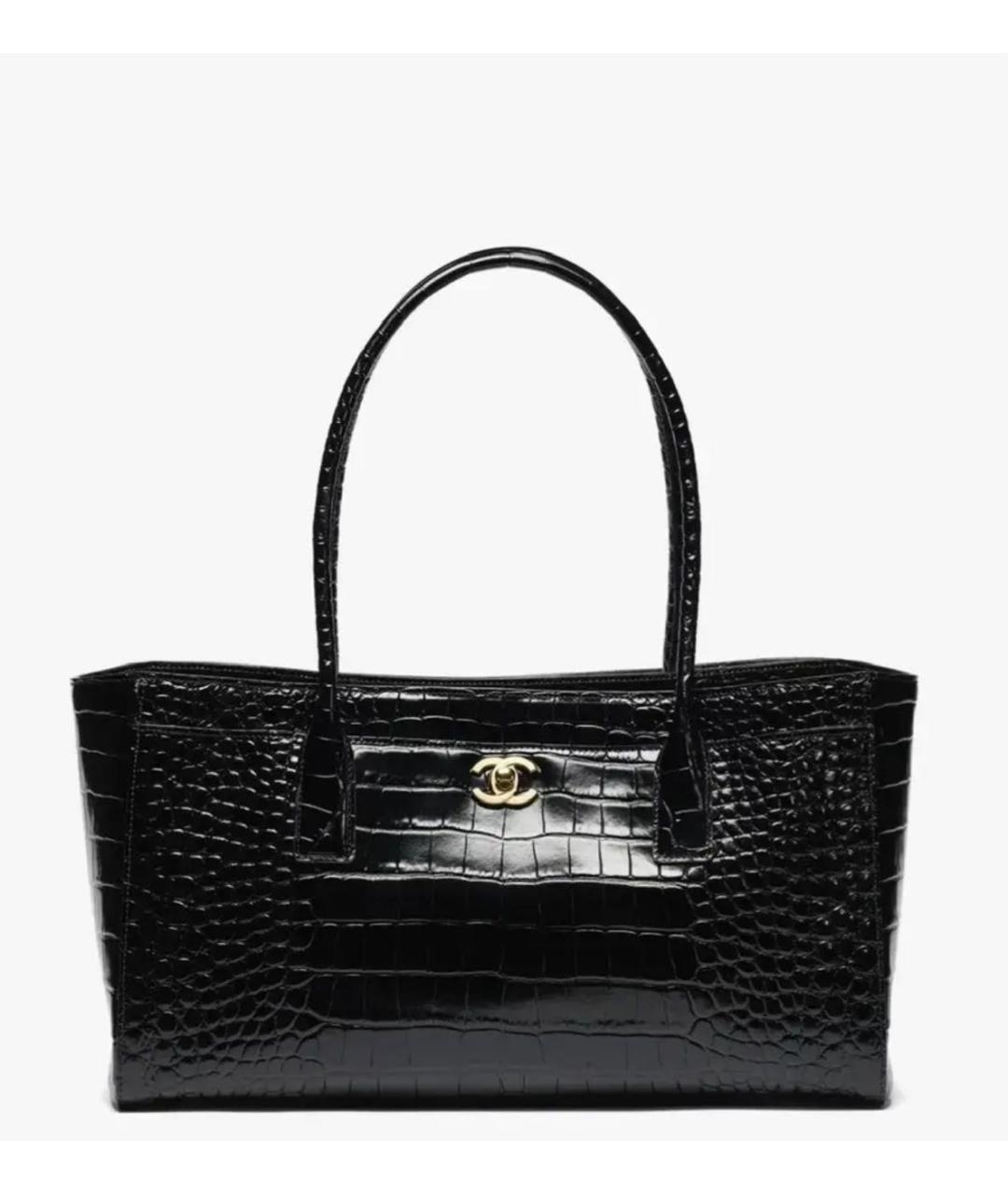 CHANEL Черная сумка тоут из лакированной кожи, фото 2