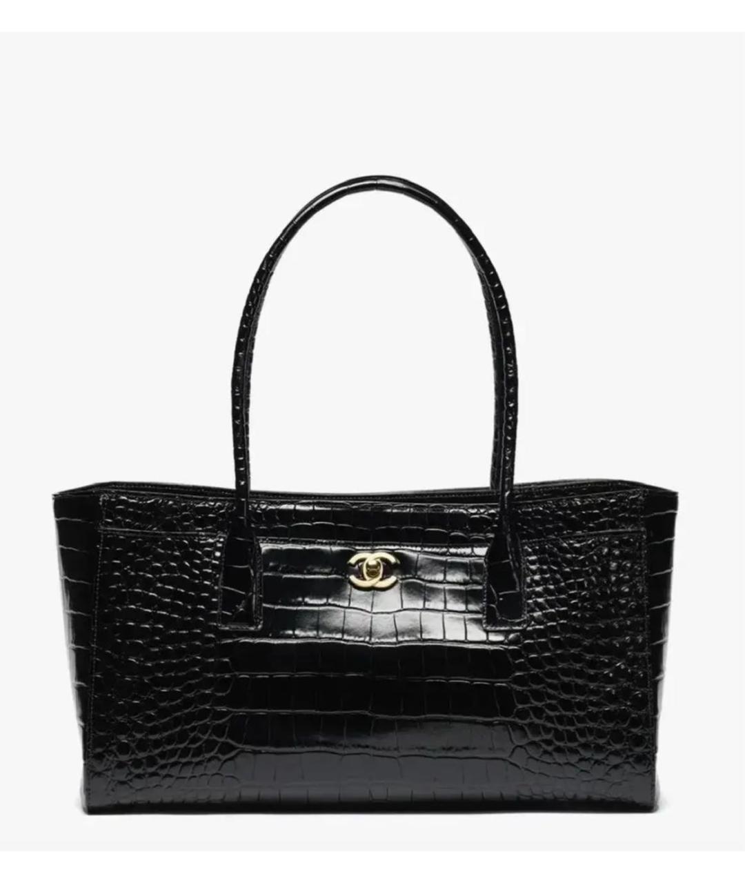 CHANEL Черная сумка тоут из лакированной кожи, фото 3