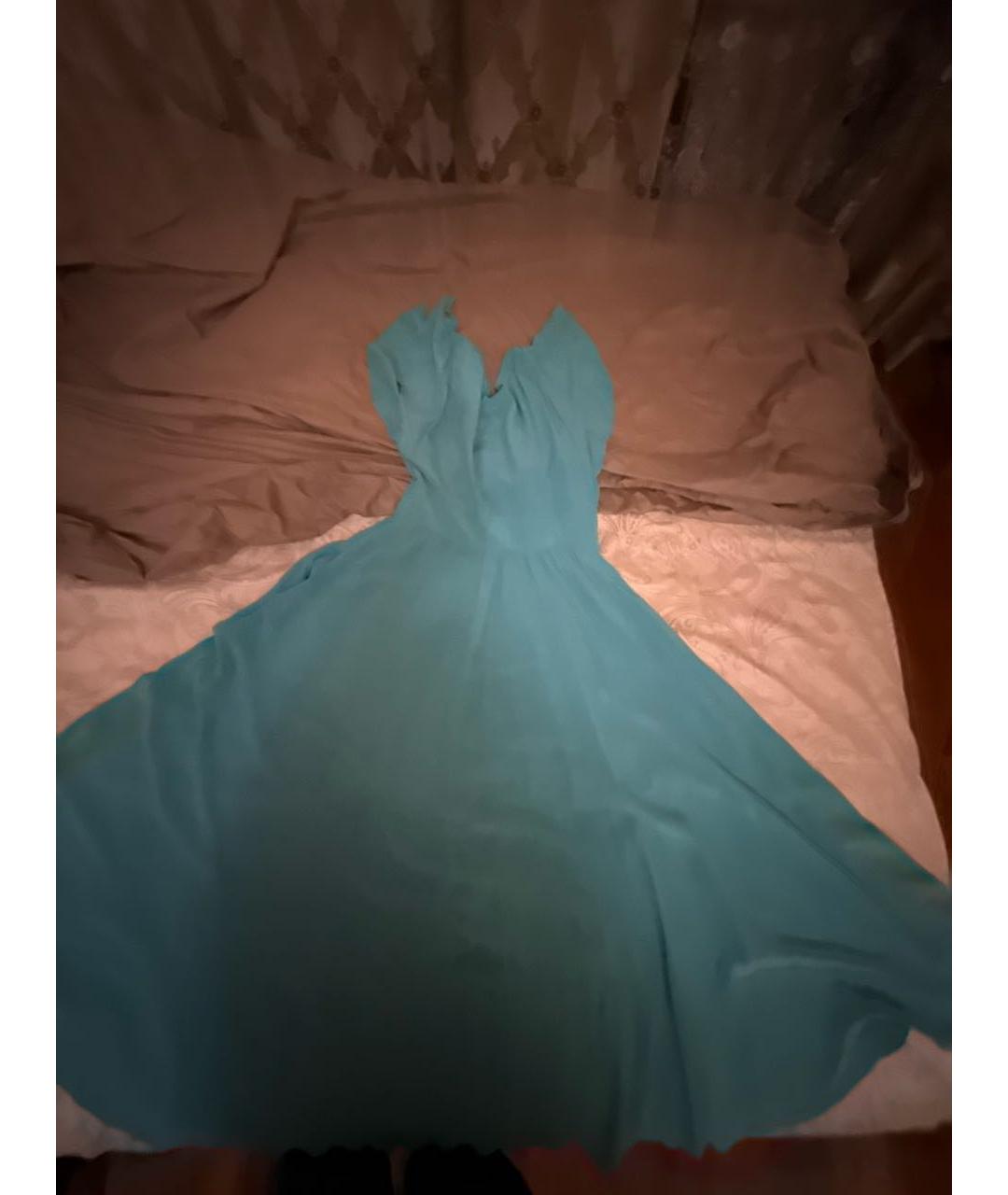 MAX MARA Бирюзовое шелковое коктейльное платье, фото 2