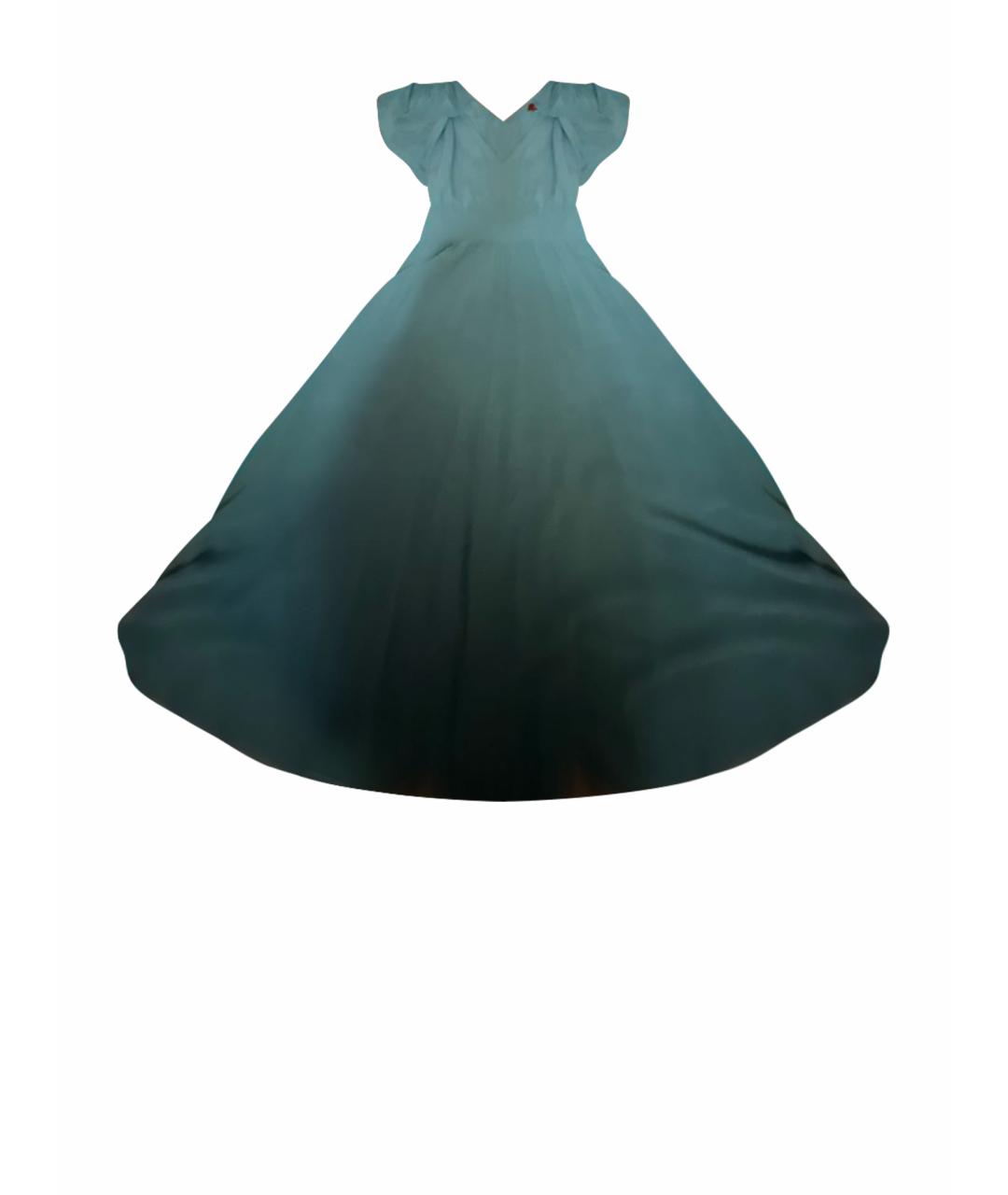 MAX MARA Бирюзовое шелковое коктейльное платье, фото 1