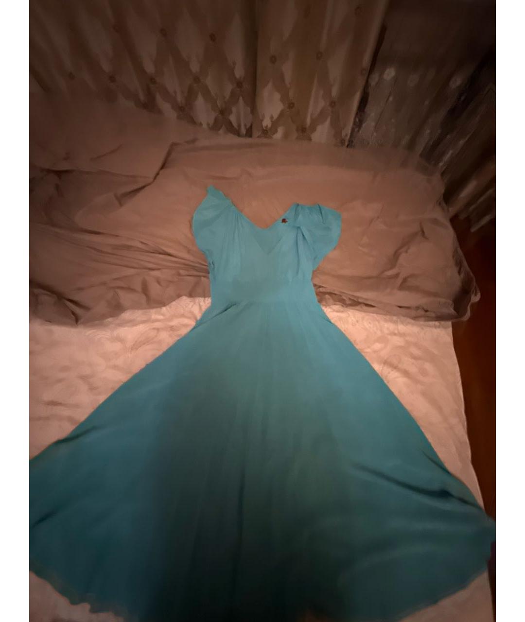 MAX MARA Бирюзовое шелковое коктейльное платье, фото 5