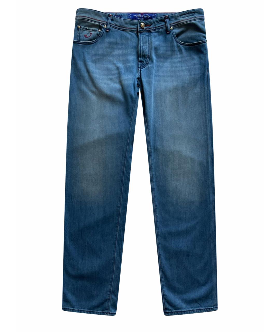 JACOB COHEN Синие хлопковые прямые джинсы, фото 1