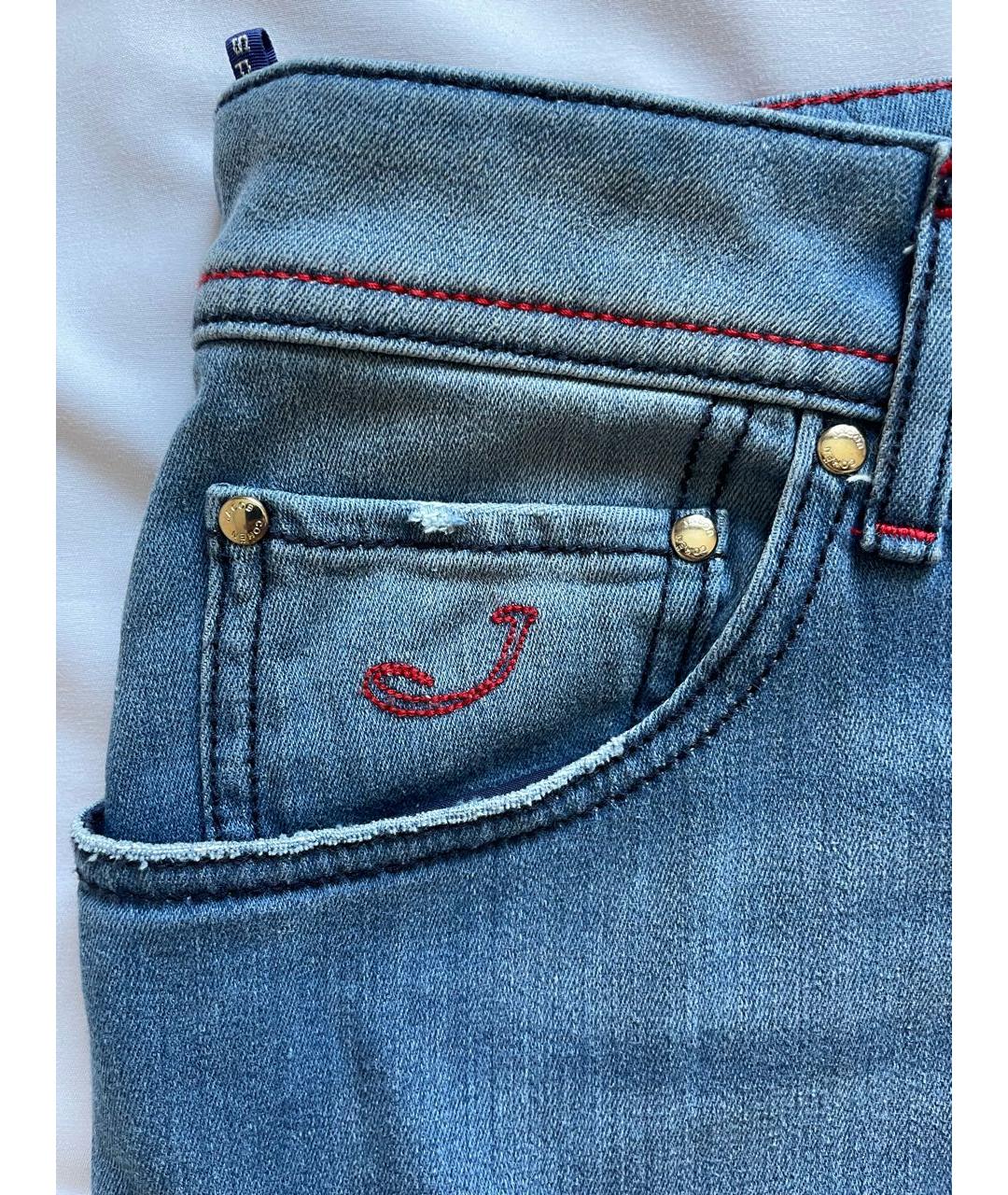 JACOB COHEN Синие хлопковые прямые джинсы, фото 2