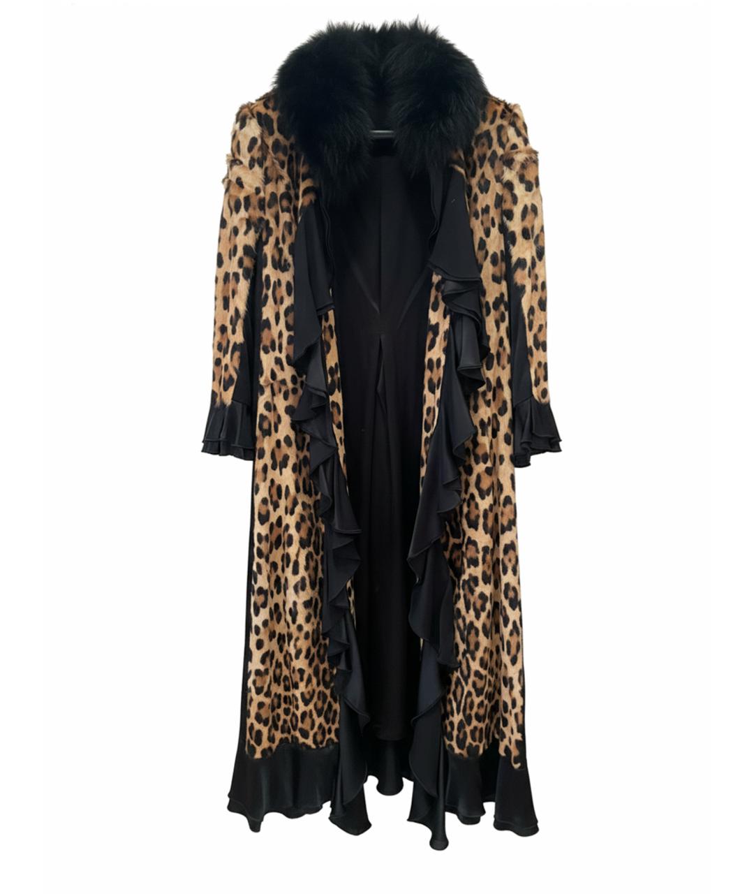 ROBERTO CAVALLI Коричневое меховое пальто, фото 1