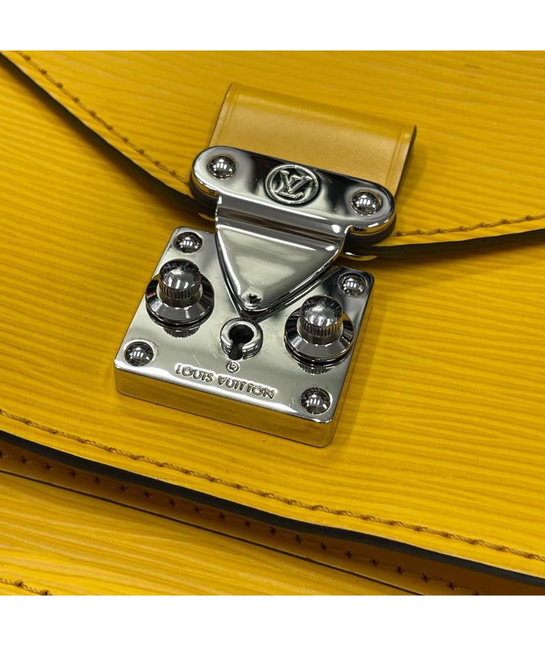 LOUIS VUITTON Горчичная кожаная сумка через плечо, фото 3