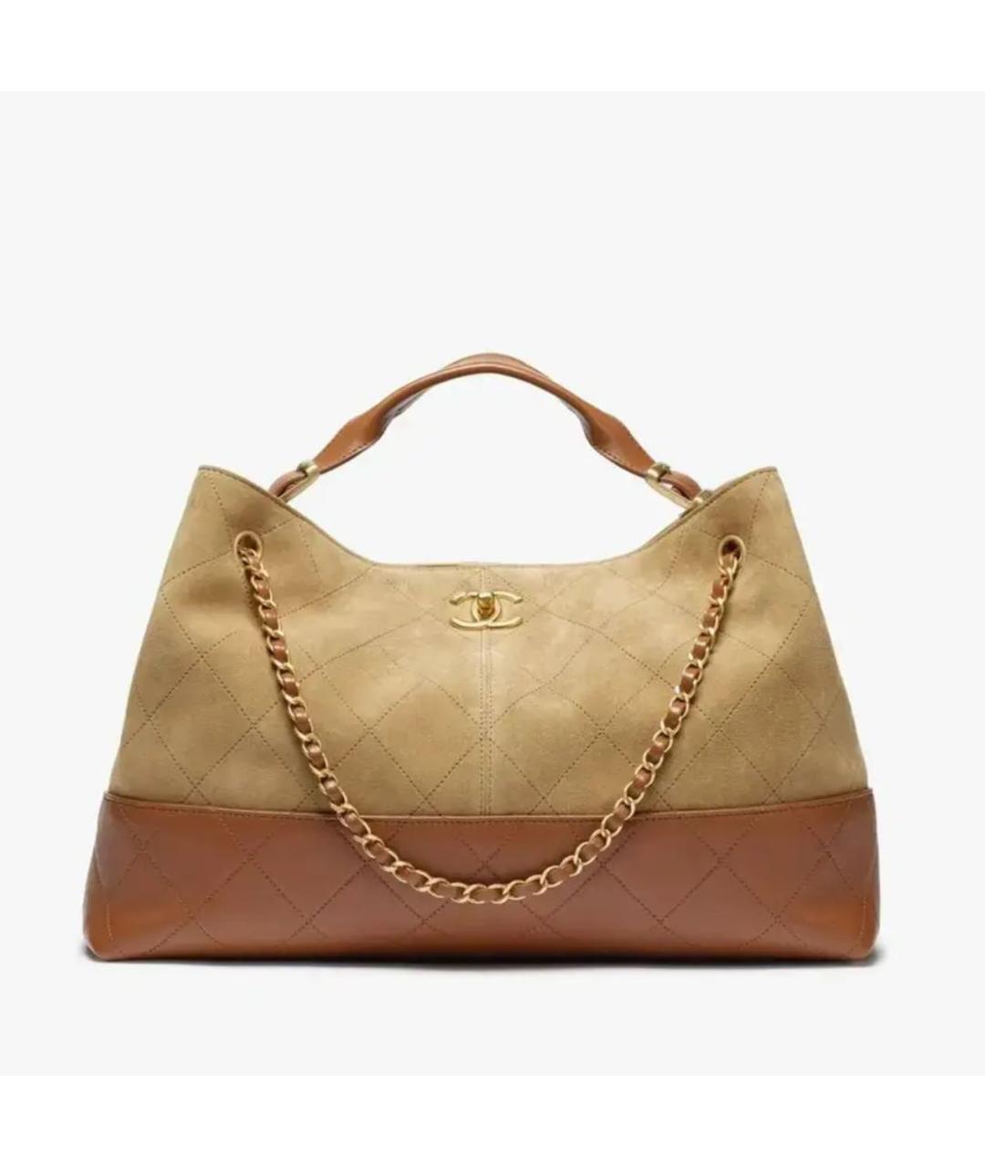 CHANEL Коричневая замшевая сумка тоут, фото 3