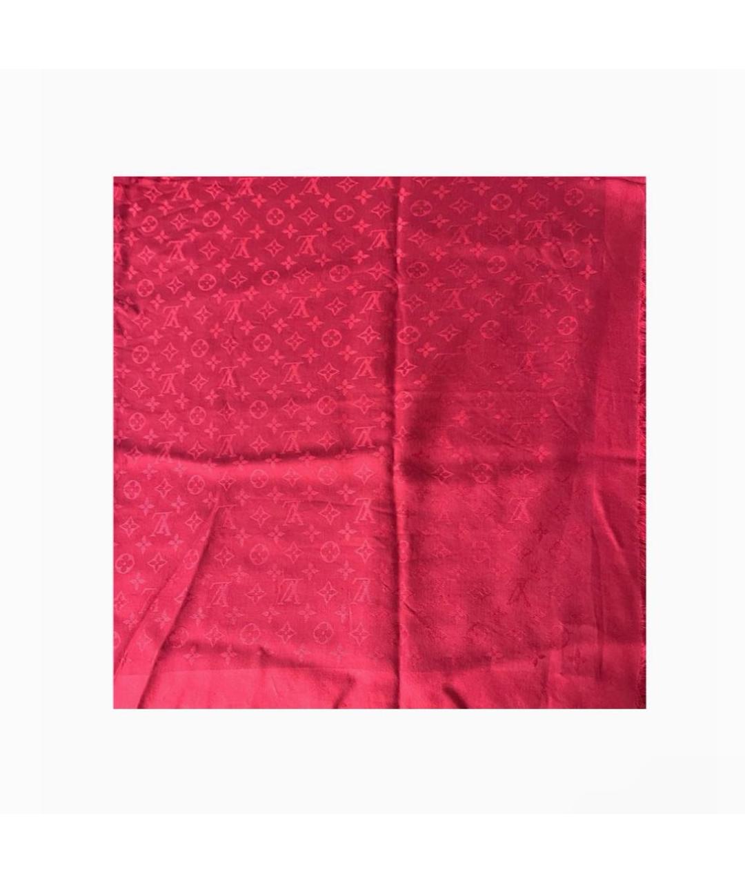LOUIS VUITTON Красный шелковый платок, фото 7