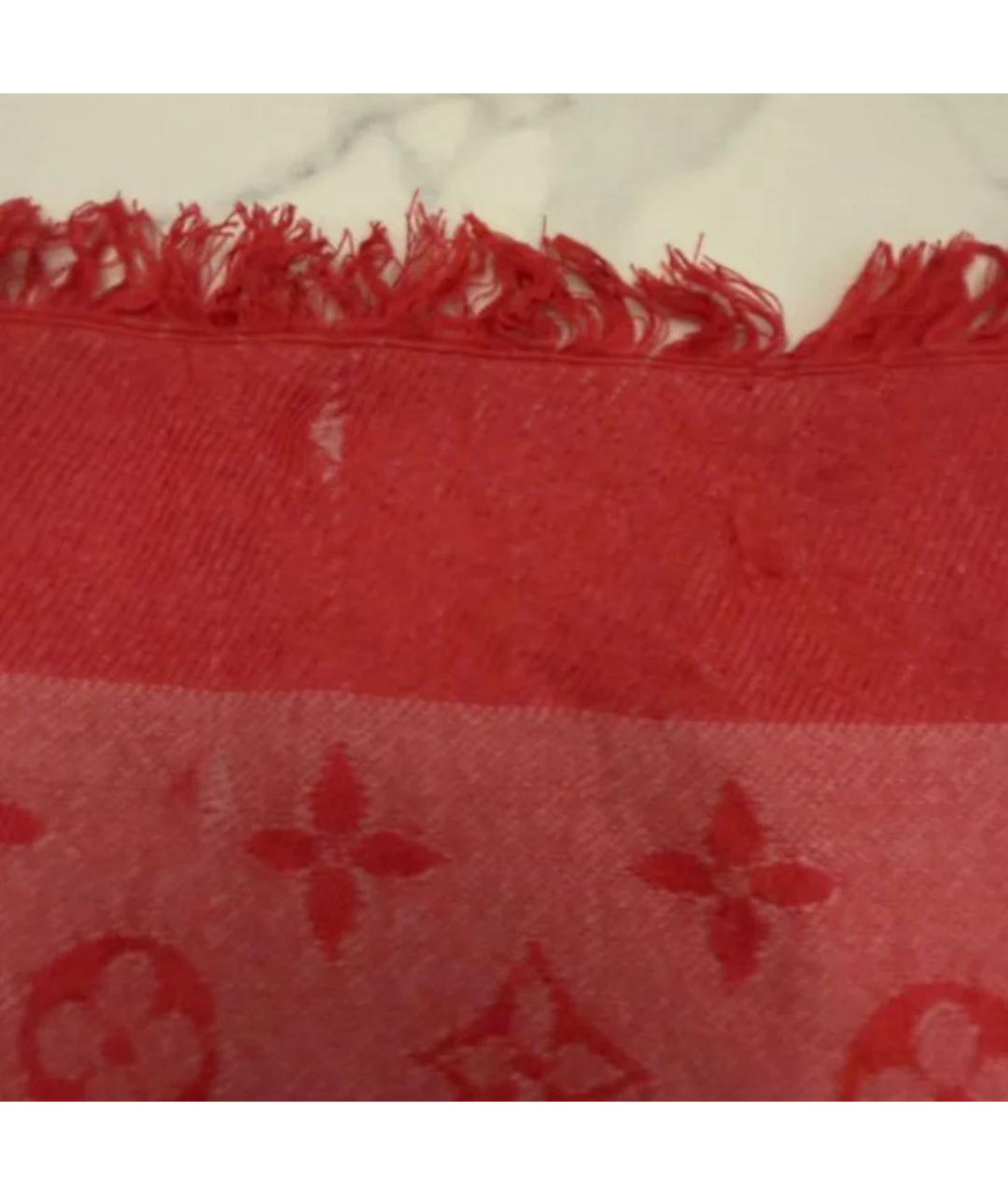 LOUIS VUITTON Красный шелковый платок, фото 6