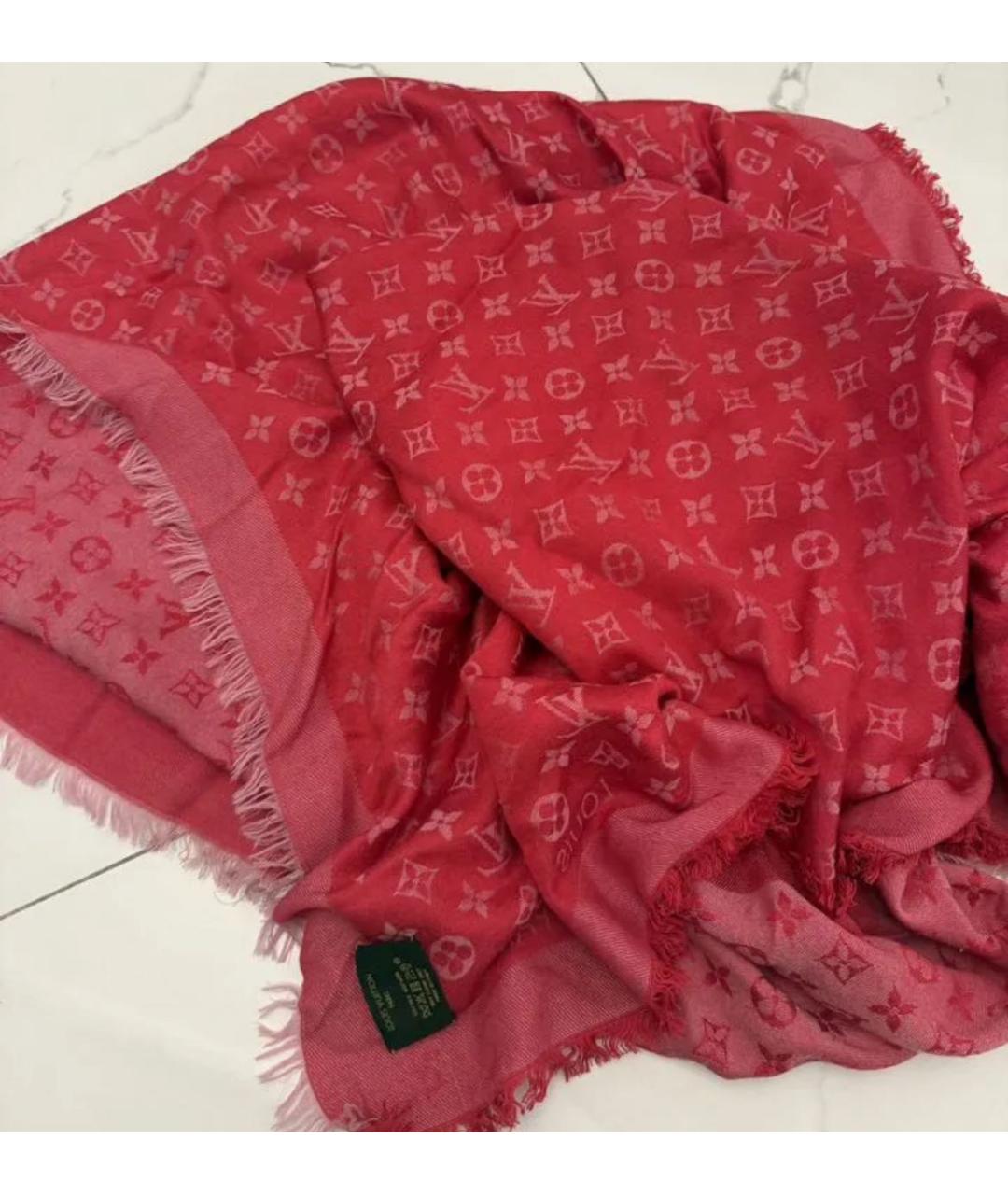 LOUIS VUITTON Красный шелковый платок, фото 3