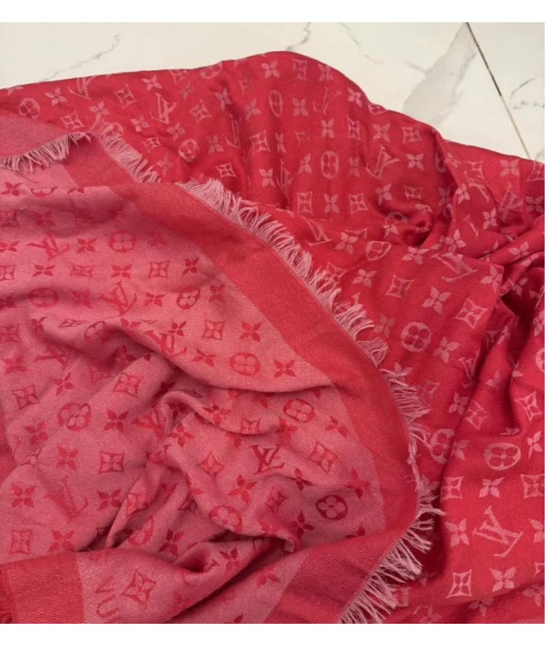 LOUIS VUITTON Красный шелковый платок, фото 2