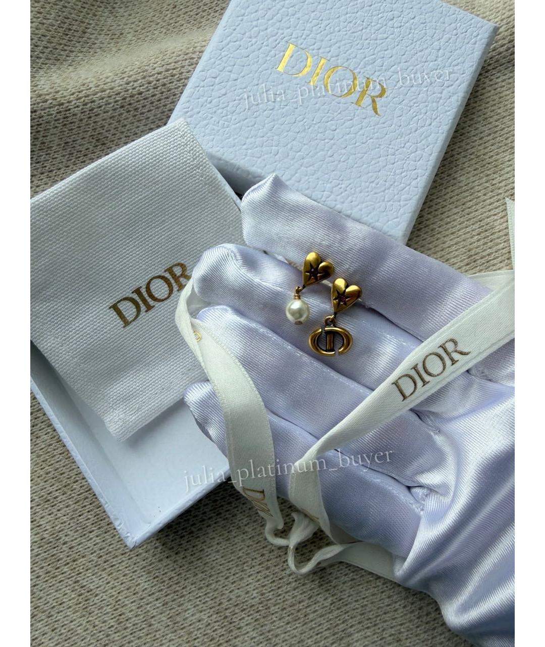 CHRISTIAN DIOR Золотые металлические серьги, фото 3