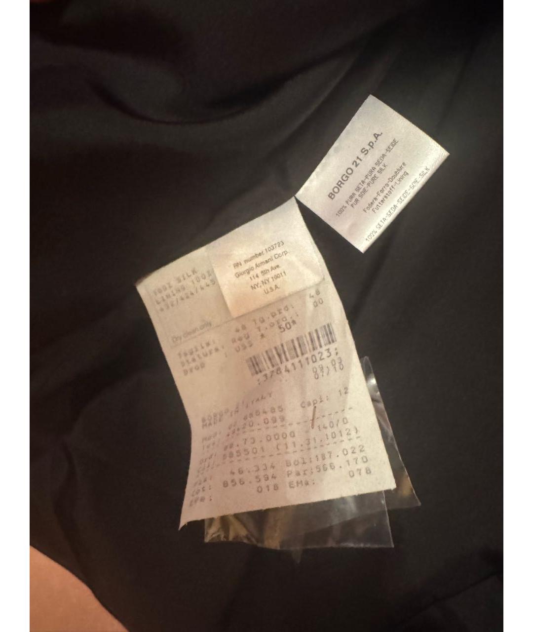 GIORGIO ARMANI Черный шелковый жакет/пиджак, фото 3