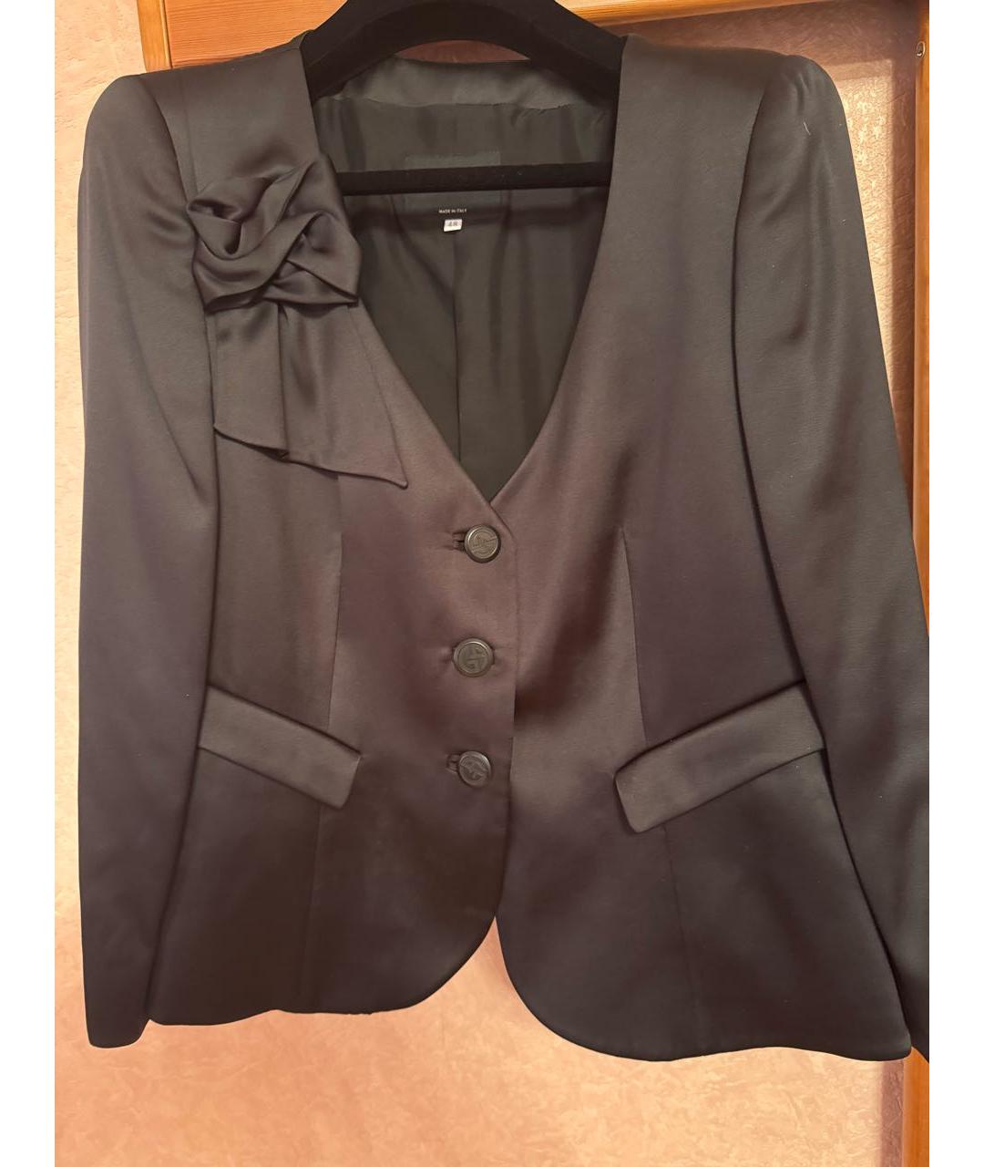 GIORGIO ARMANI Черный шелковый жакет/пиджак, фото 5