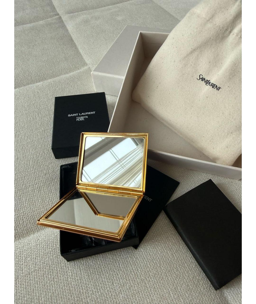 SAINT LAURENT Коричневая кожаная косметичка, фото 4