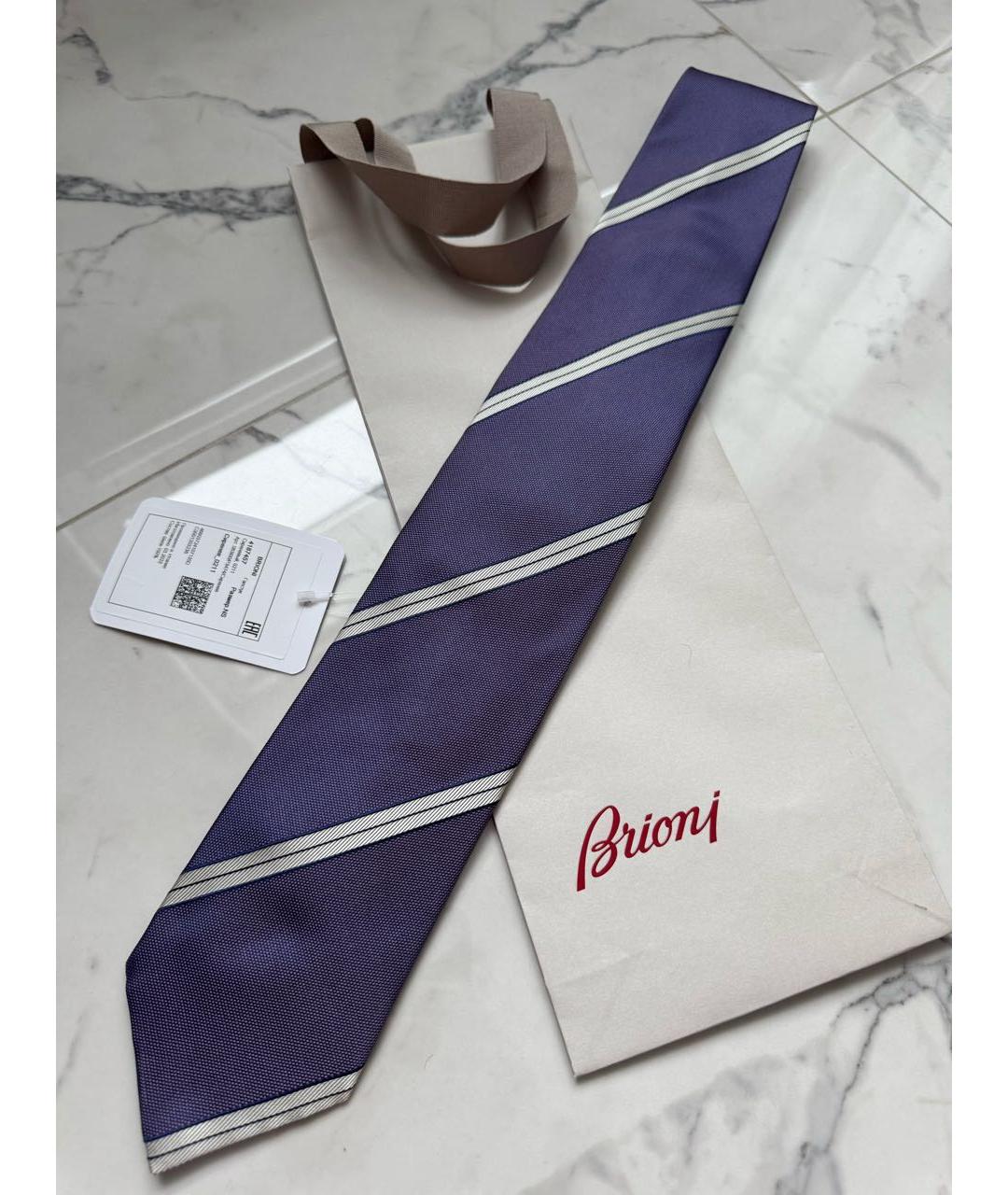 BRIONI Фиолетовый шелковый галстук, фото 7