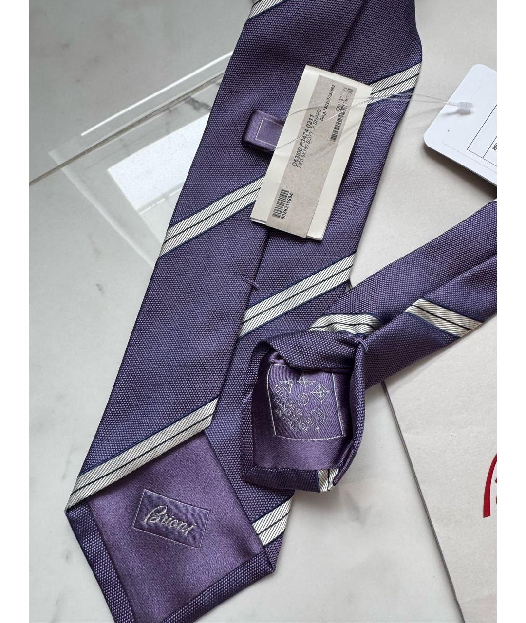 BRIONI Фиолетовый шелковый галстук, фото 6