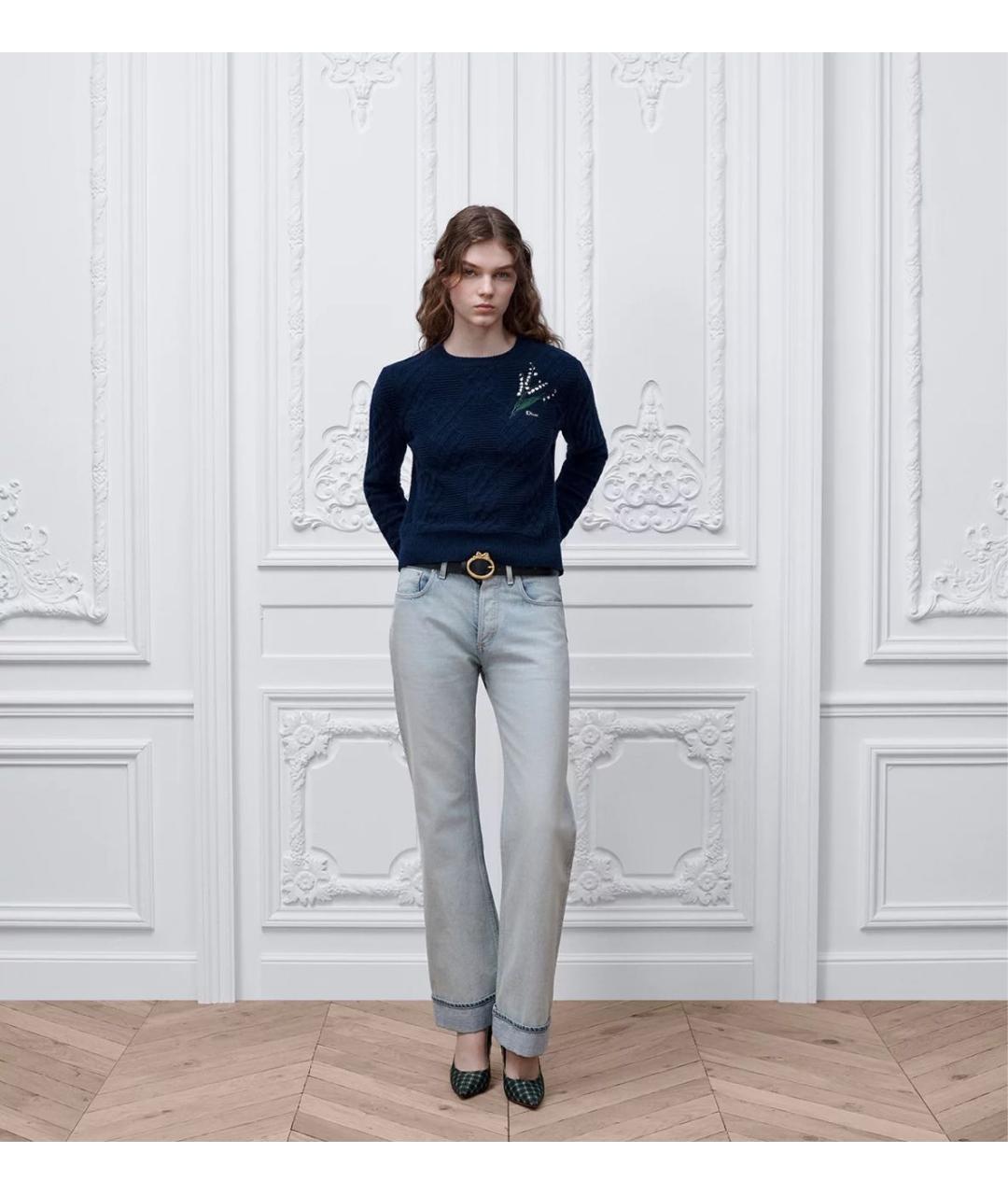 CHRISTIAN DIOR Голубые хлопковые прямые джинсы, фото 2