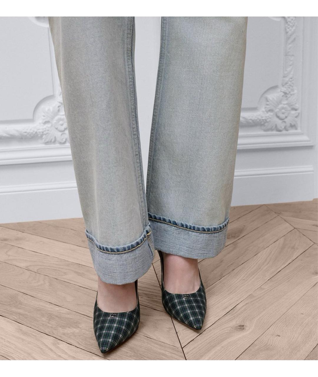 CHRISTIAN DIOR Голубые хлопковые прямые джинсы, фото 4