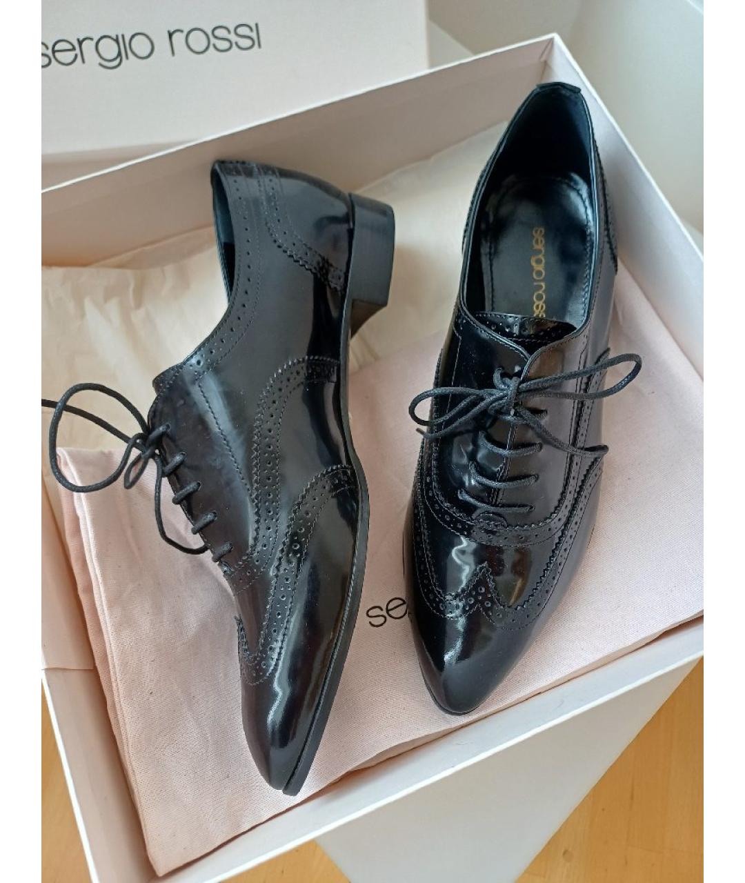 SERGIO ROSSI Черные кожаные туфли, фото 3