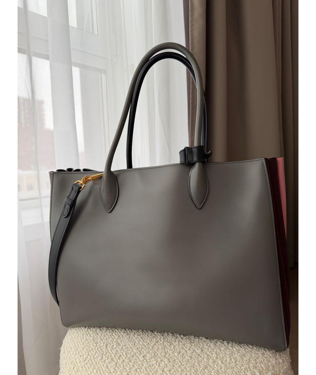 PRADA Черная кожаная сумка тоут, фото 3