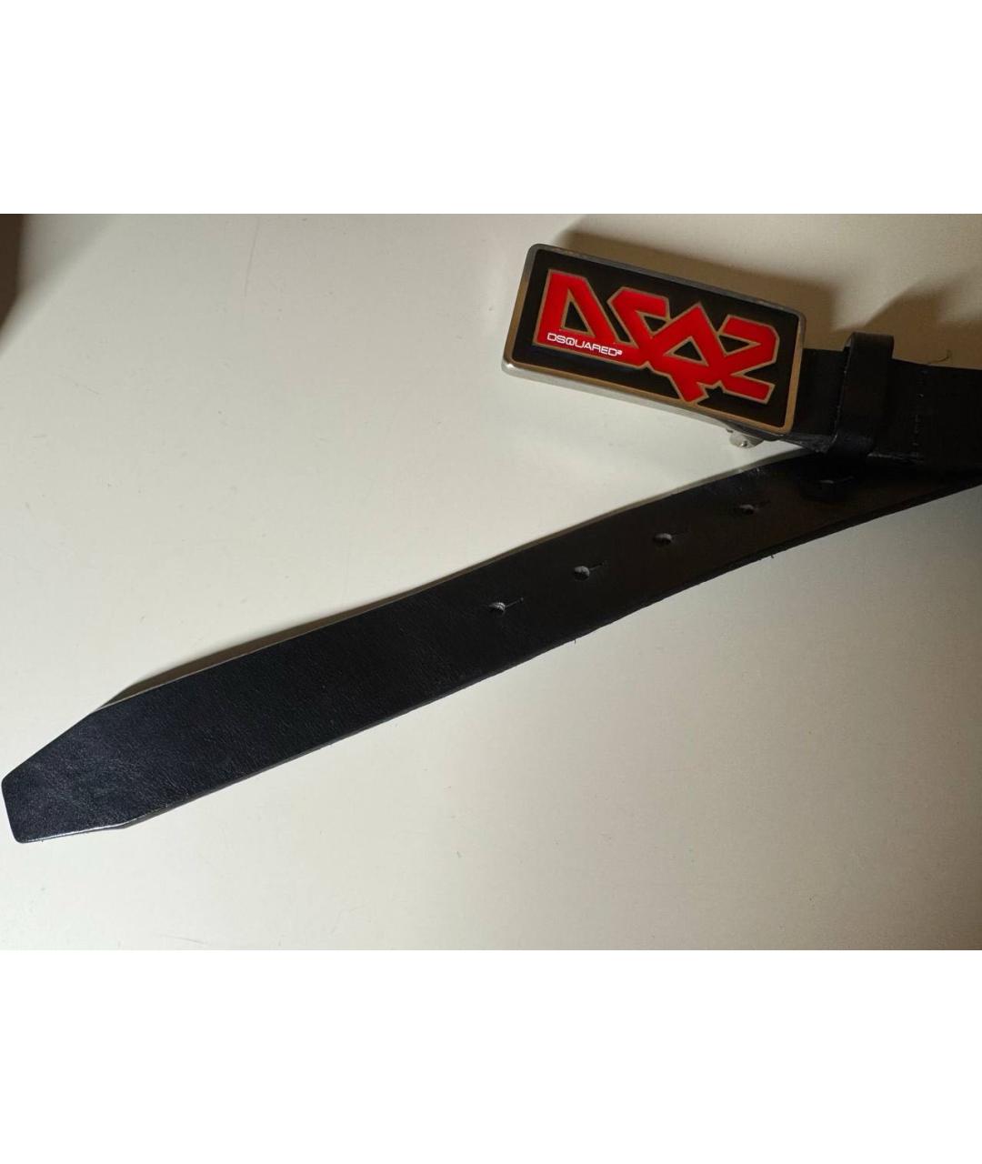 DSQUARED2 Черный кожаный ремень, фото 4