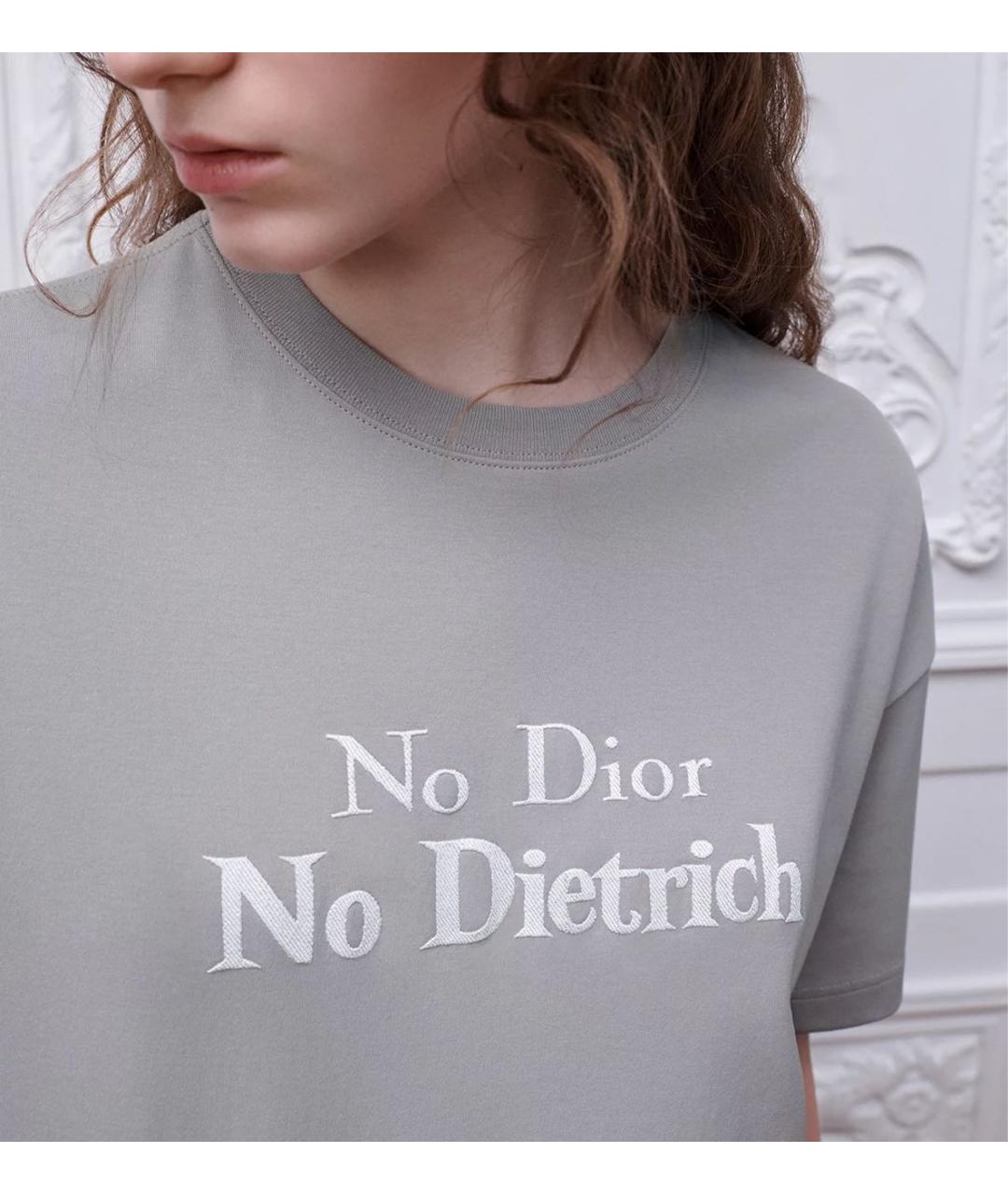 CHRISTIAN DIOR Серая хлопковая футболка, фото 3