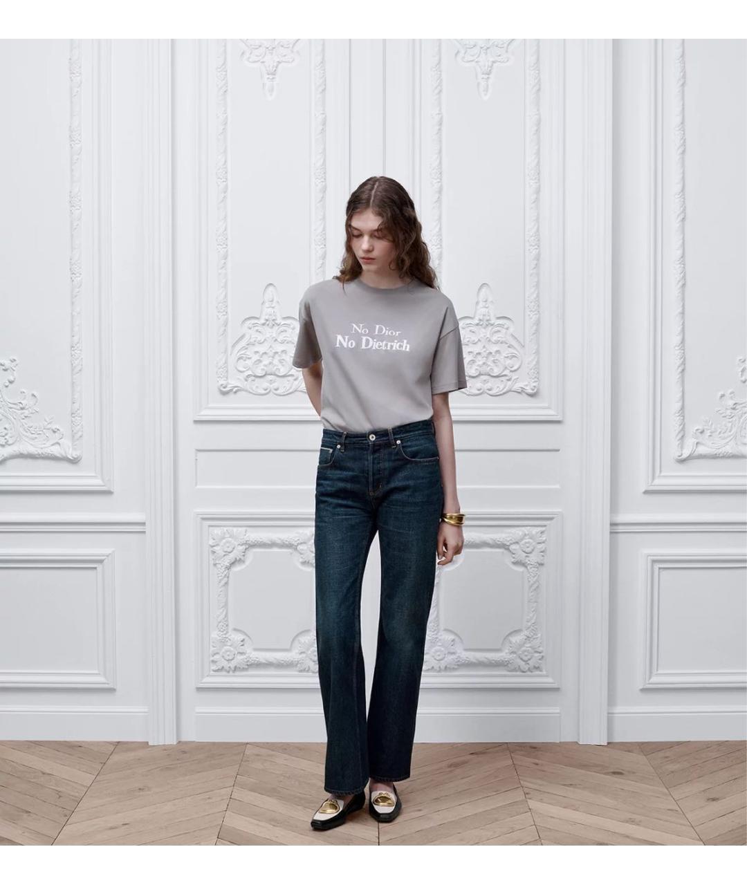 CHRISTIAN DIOR Серая хлопковая футболка, фото 4