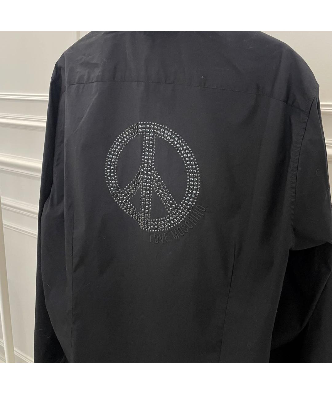 LOVE MOSCHINO Черная хлопковая кэжуал рубашка, фото 5
