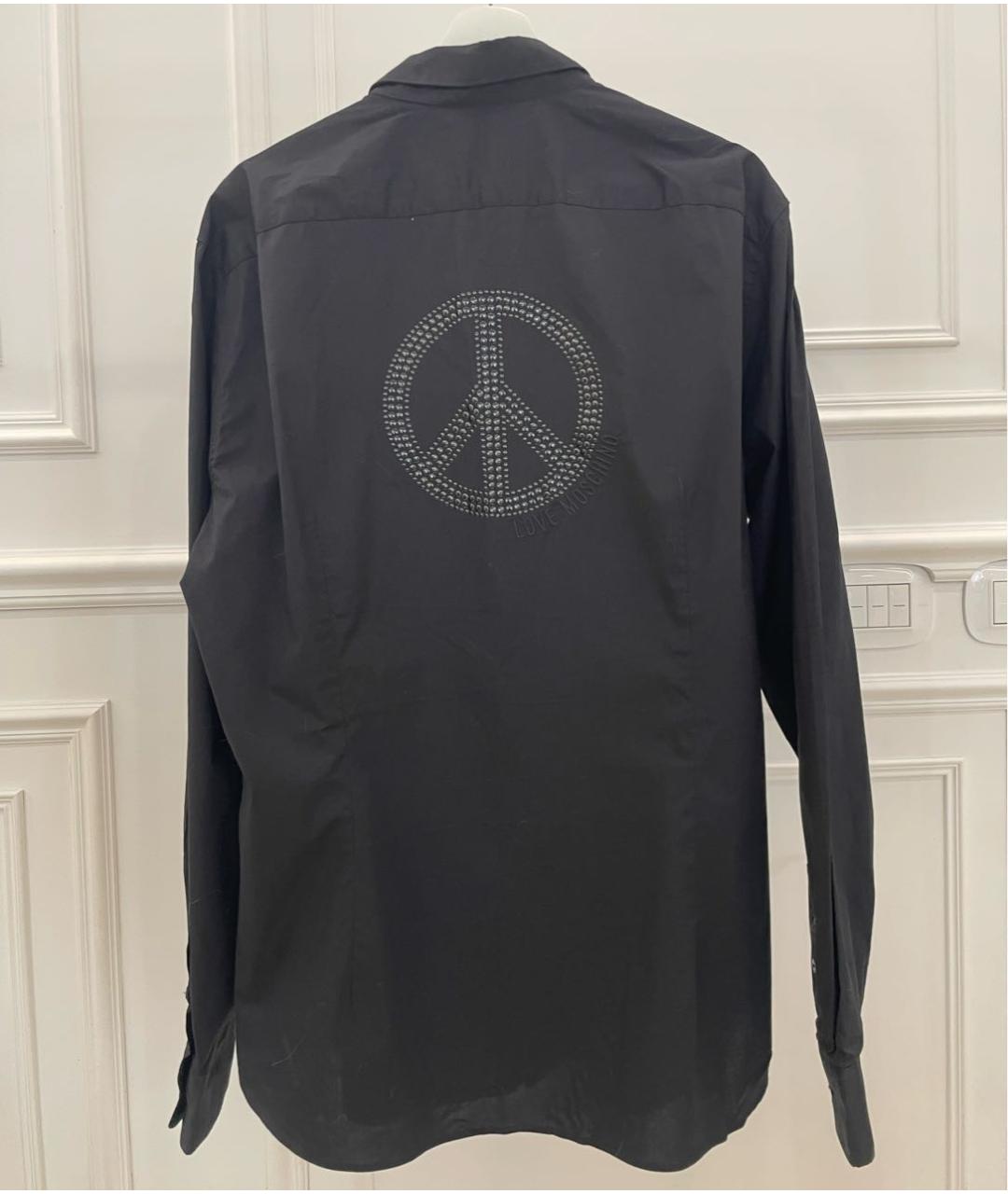 LOVE MOSCHINO Черная хлопковая кэжуал рубашка, фото 2