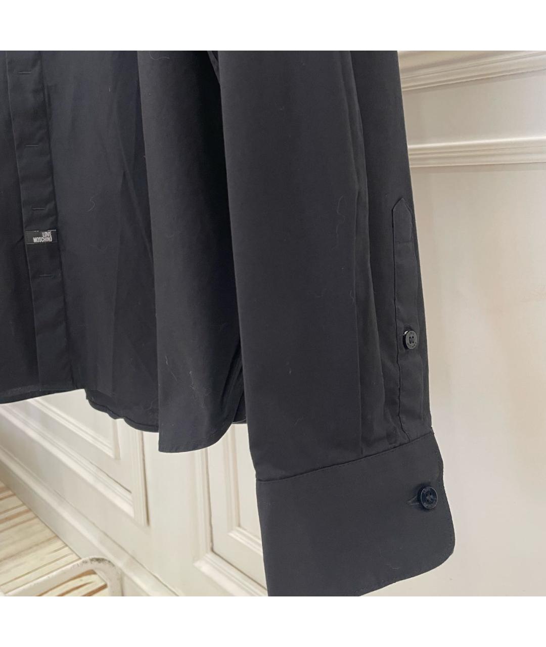 LOVE MOSCHINO Черная хлопковая кэжуал рубашка, фото 4