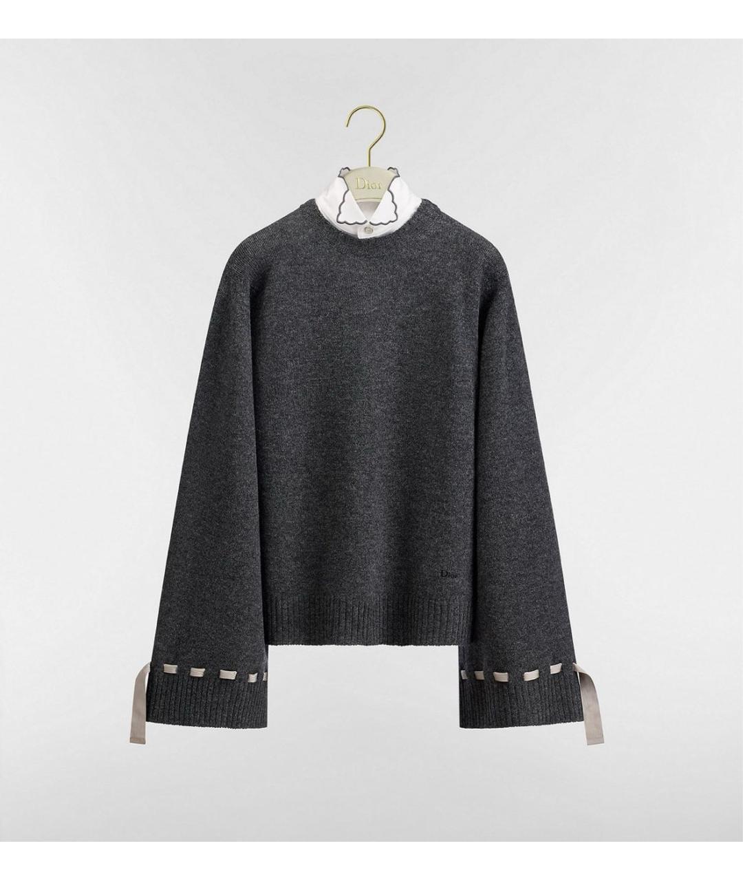CHRISTIAN DIOR Антрацитовый шерстяной джемпер / свитер, фото 5