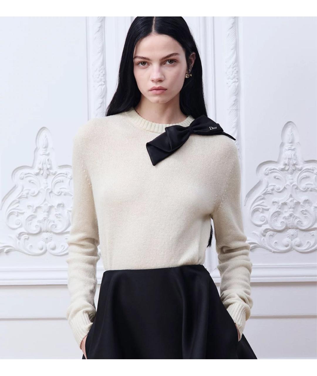 CHRISTIAN DIOR Бежевый шерстяной джемпер / свитер, фото 3
