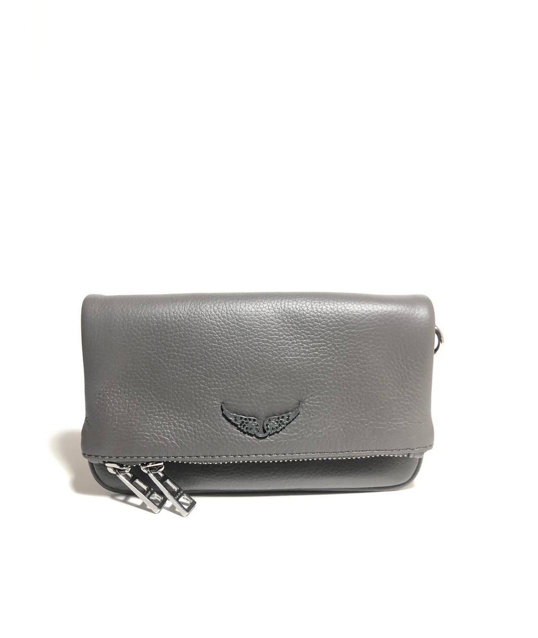 ZADIG & VOLTAIRE Серая кожаная сумка через плечо, фото 5