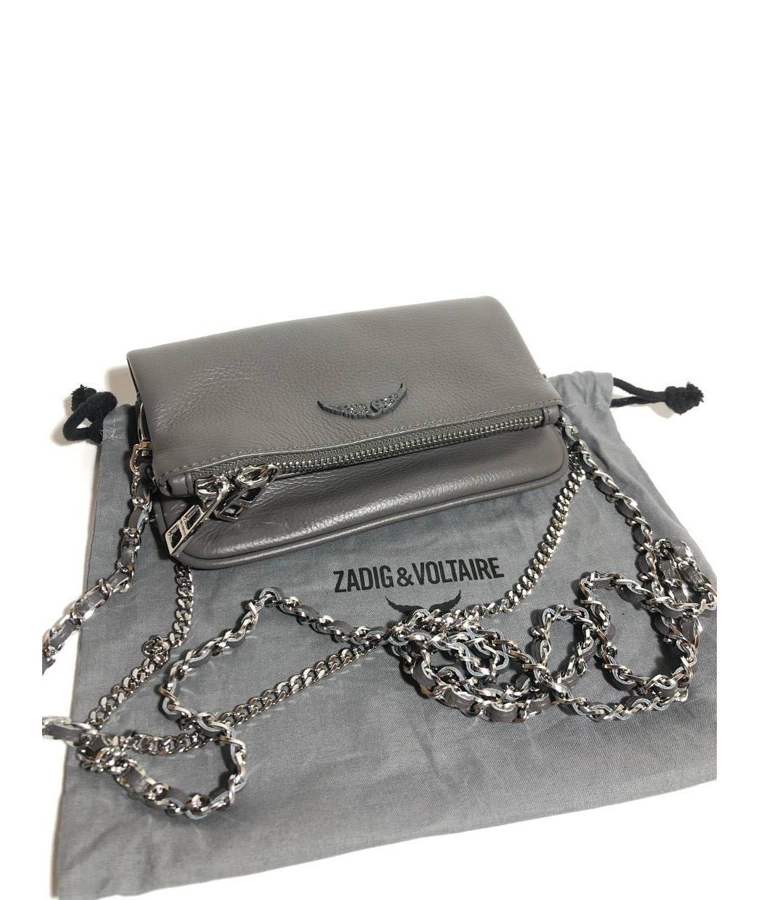 ZADIG & VOLTAIRE Серая кожаная сумка через плечо, фото 4