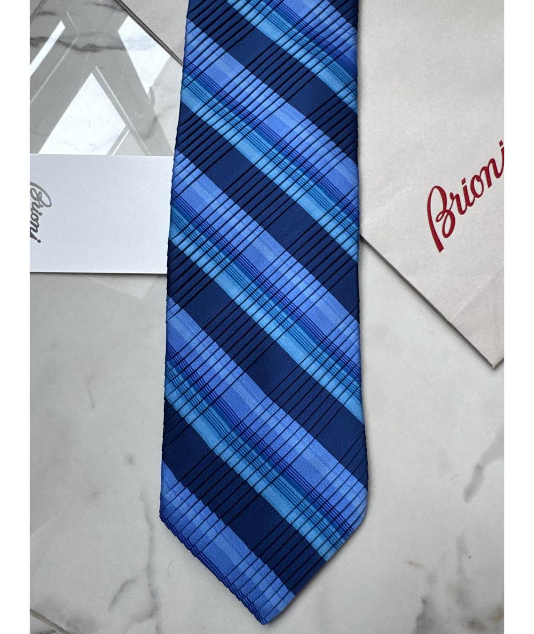 BRIONI Синий шелковый галстук, фото 2