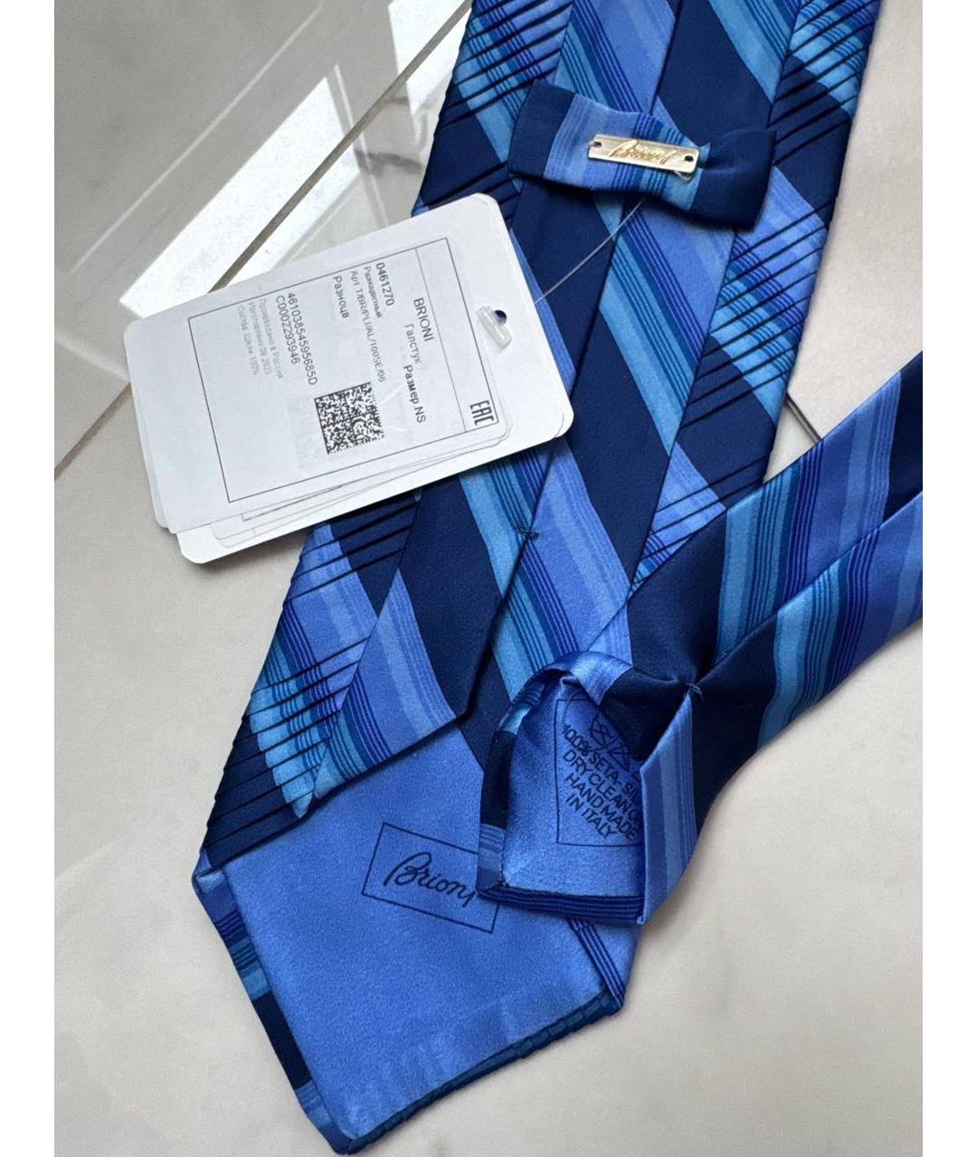 BRIONI Синий шелковый галстук, фото 4