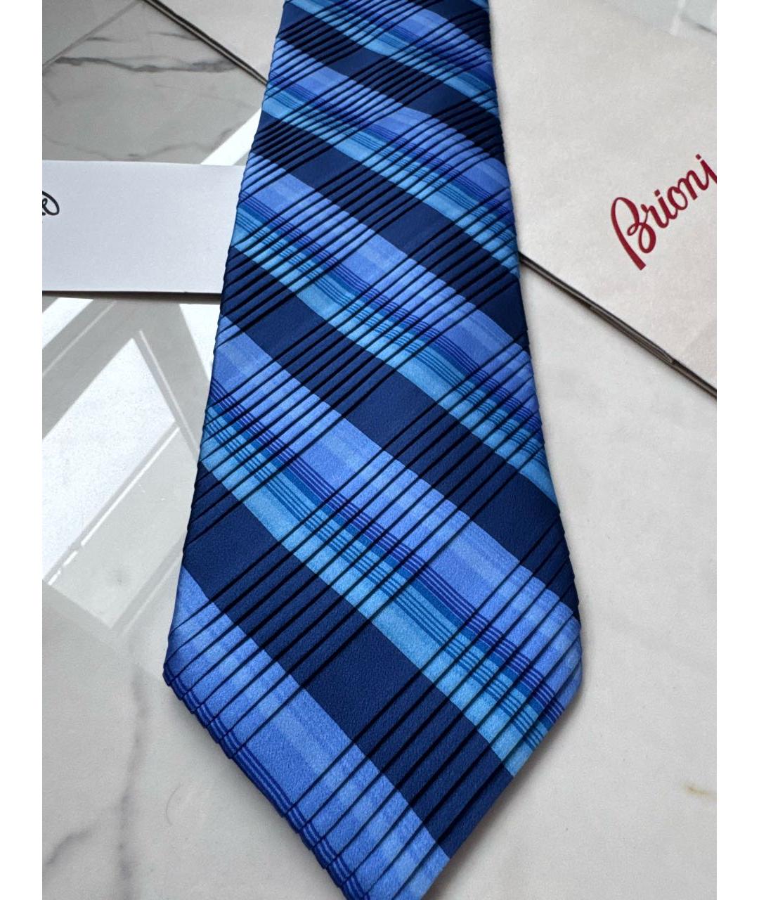 BRIONI Синий шелковый галстук, фото 3