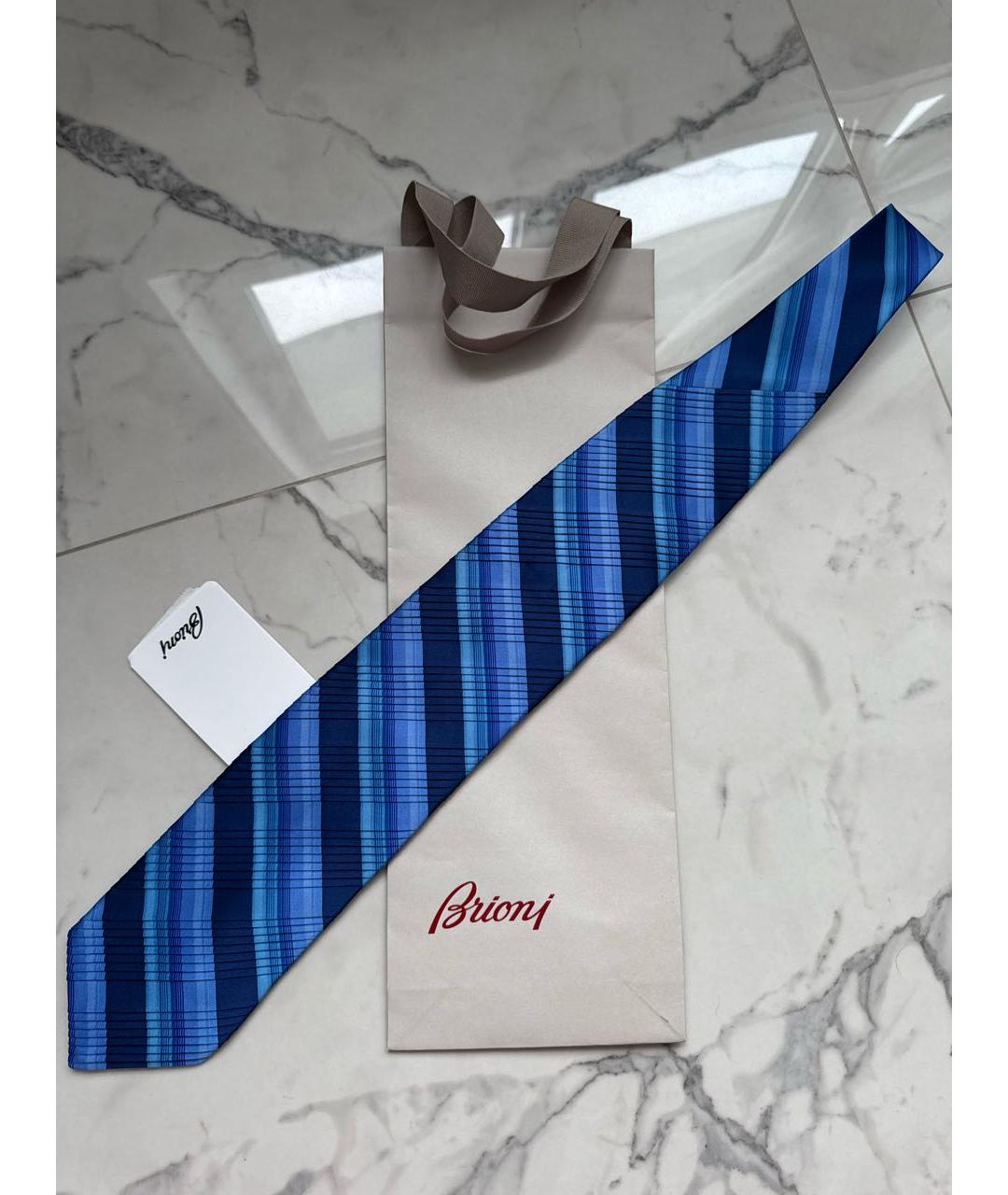 BRIONI Синий шелковый галстук, фото 7