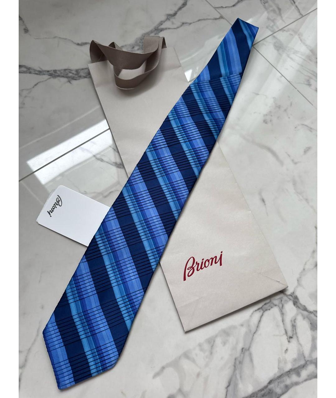 BRIONI Синий шелковый галстук, фото 6