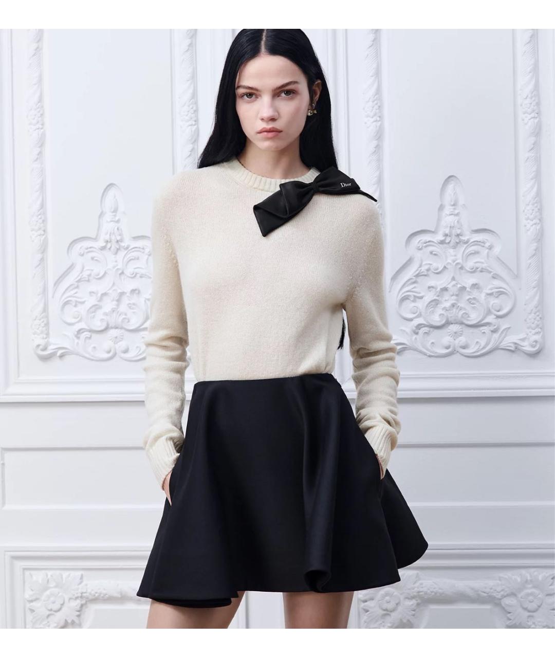 CHRISTIAN DIOR Черная шерстяная юбка мини, фото 4