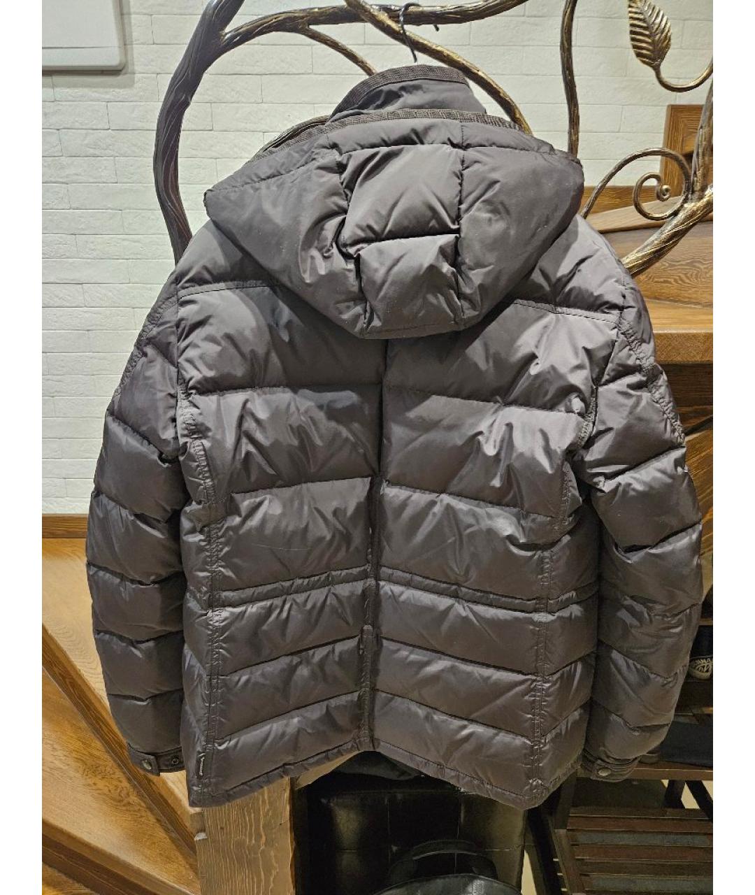 MONCLER Антрацитовый синтетический пуховик, фото 2